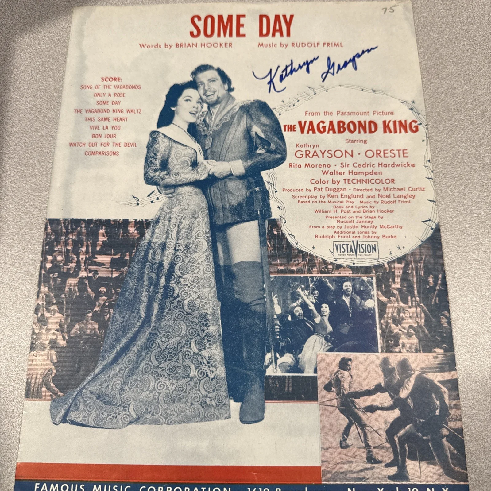 Kathryn Grayson Autograph SIGNED Sheet Music JSA COA Some Day Vagabond King, изображение 2