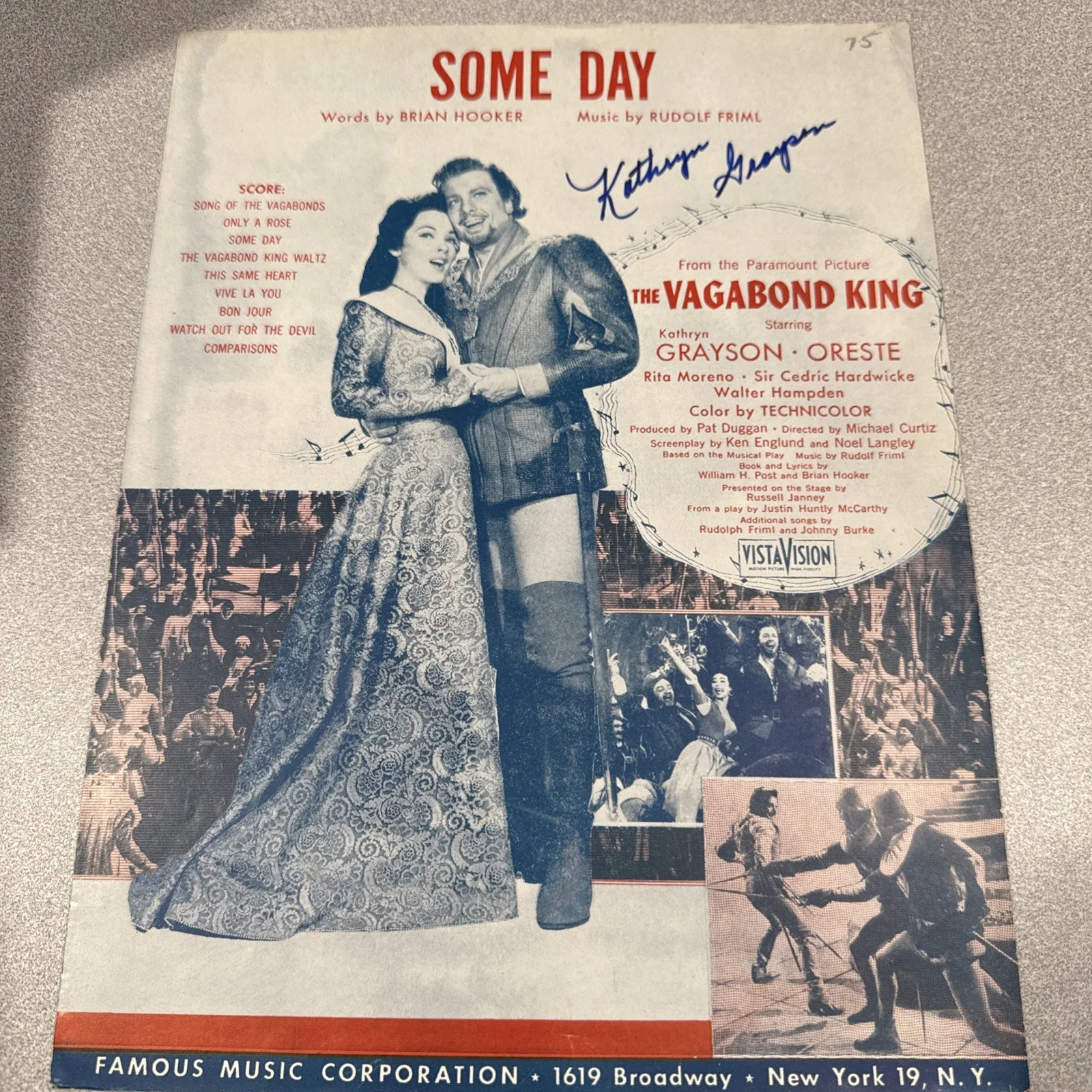 Kathryn Grayson Autograph SIGNED Sheet Music JSA COA Some Day Vagabond King, изображение 3