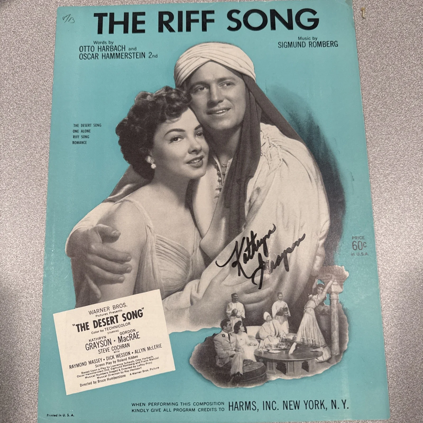 Kathryn Grayson Autograph SIGNED Sheet Music JSA COA The Riff Song The Desert, image 2