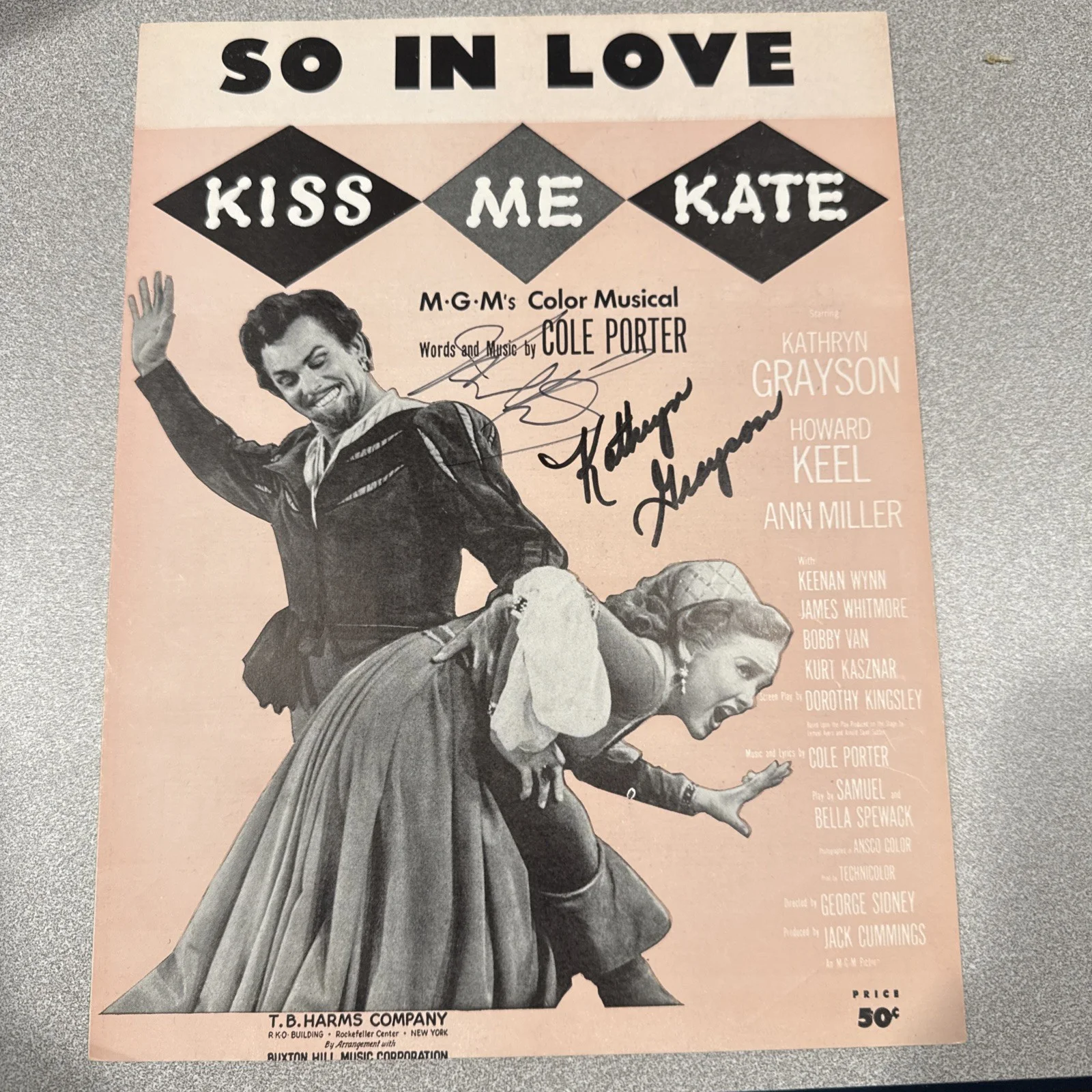 Kathryn Grayson & Howard Keel Autograph SIGNED Sheet Music JSA COA KISS Me Kate, изображение 2