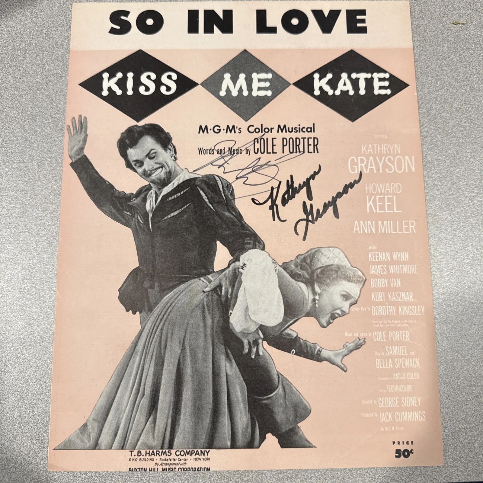 Kathryn Grayson & Howard Keel Autograph SIGNED Sheet Music JSA COA KISS Me Kate, изображение 3