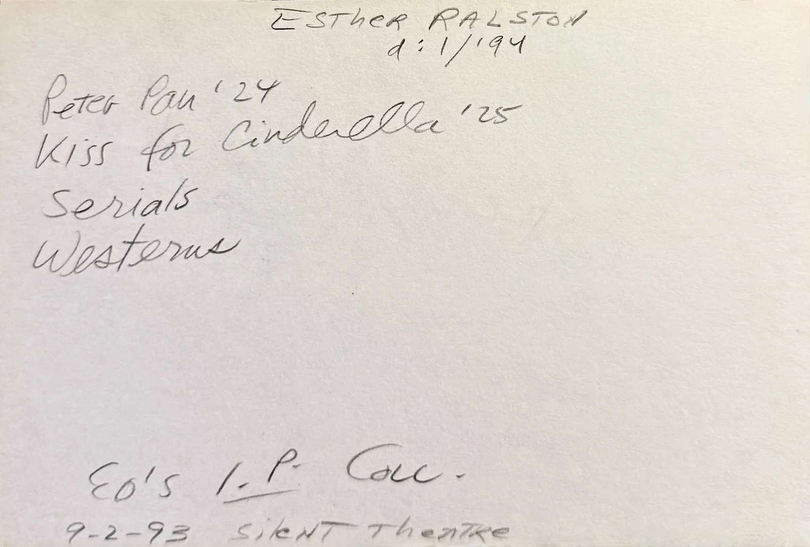 Esther Ralston — ESTHER RALSTON Signed Autographed 4x 6 INDEX CARD To The Last Man Lonely Wives, изображение 2