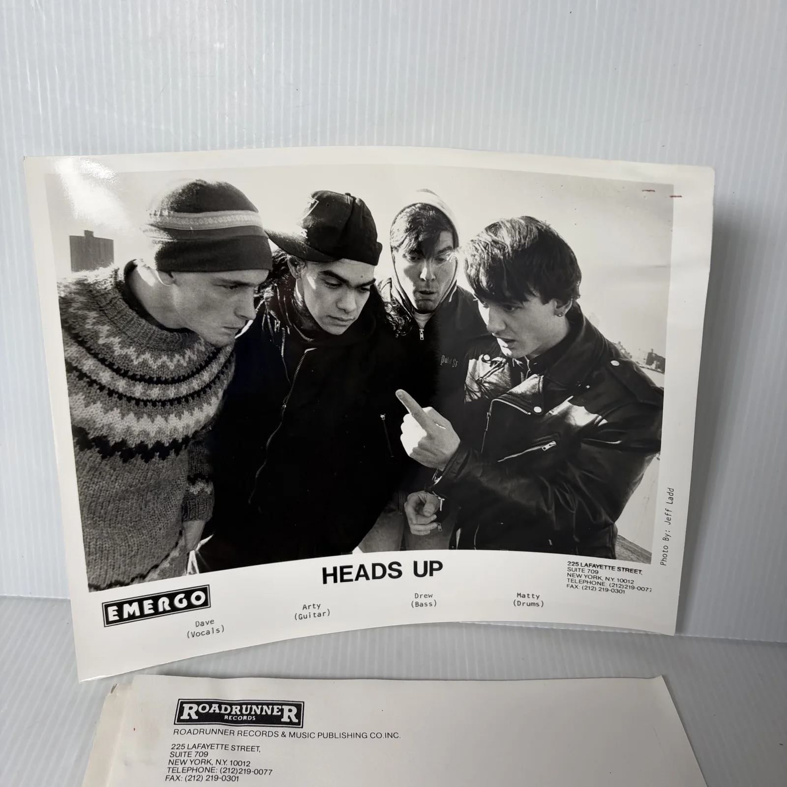 HEADS UP Band Roadrunner Records Press Kit Photo Bio Rock Music Memorabilia, изображение 2