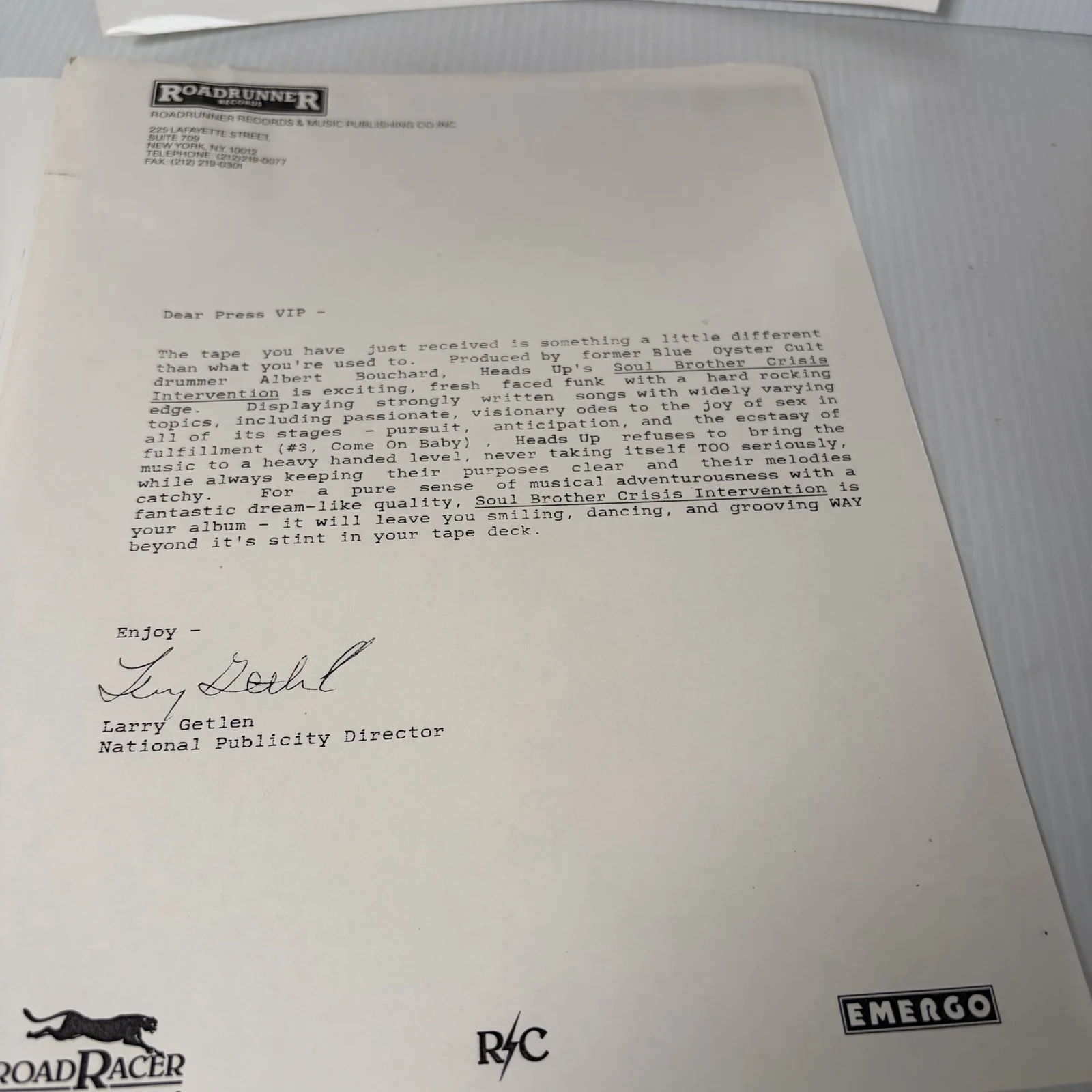 HEADS UP Band Roadrunner Records Press Kit Photo Bio Rock Music Memorabilia, изображение 4