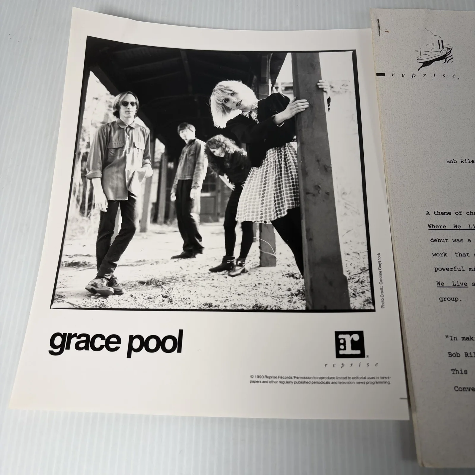 Grace Pool Band 1990 Reprise Records Press Photo & Media Information Sheet Rock, изображение 2