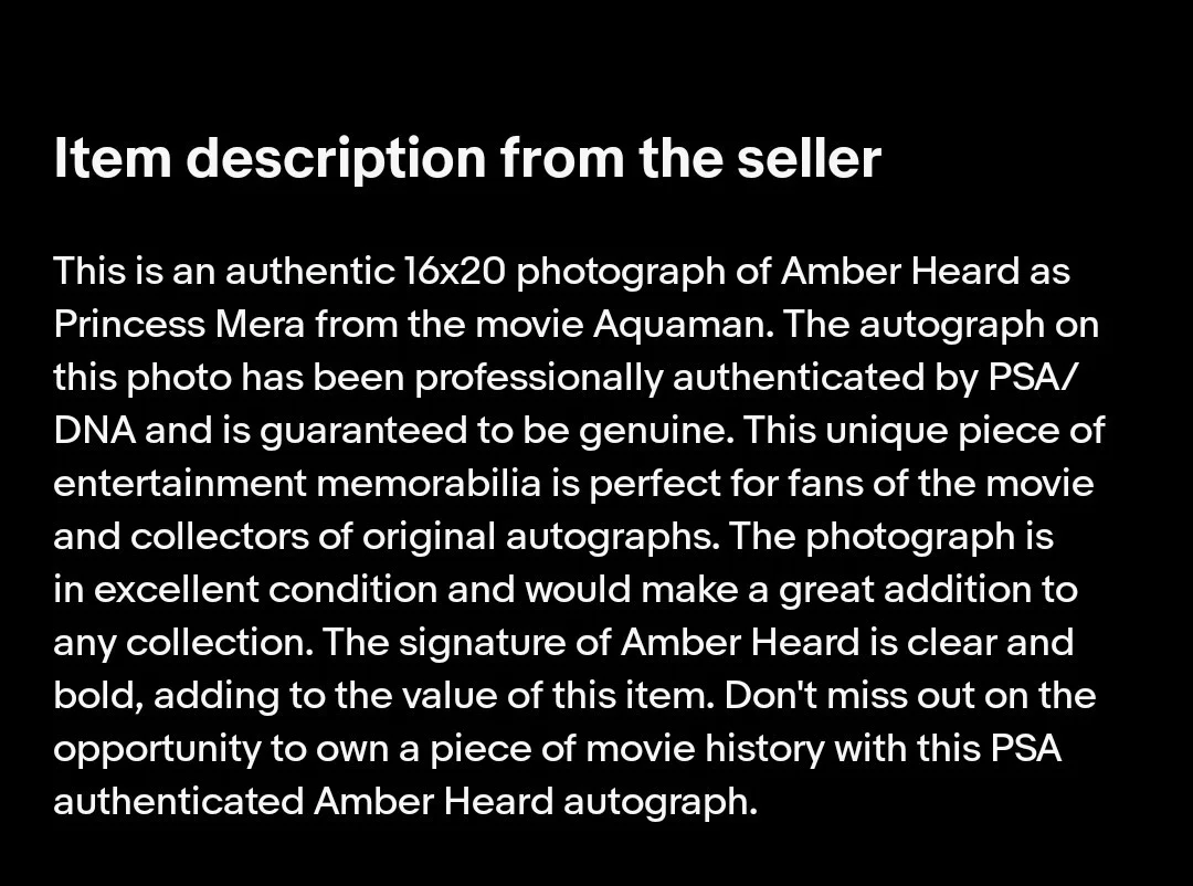 Amber Heard — Amber Heard Autographed 16x20 Photo PSA/DNA Authenticated Aquaman Original, изображение 5