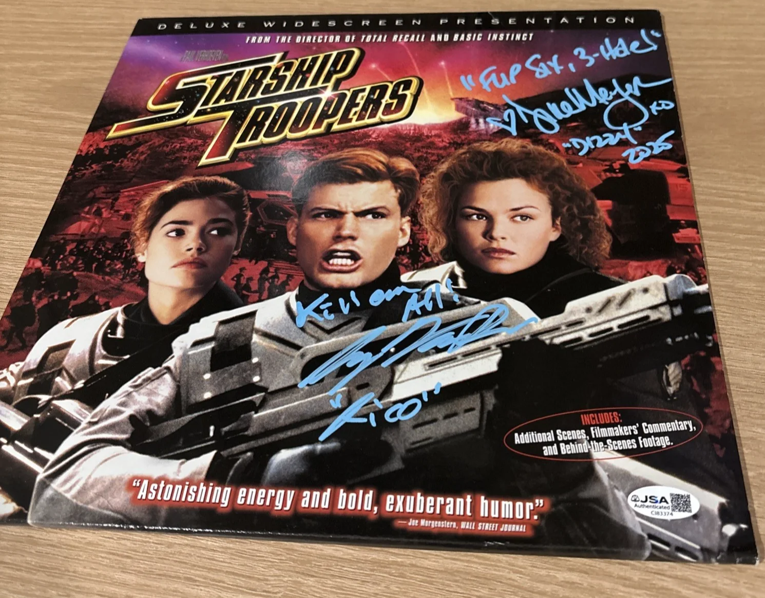Casper Van Dien; Dina Meyer — Casper Van Dien & Dina Meyer Signed Starship Troopers Laser Disk JSA COA Quotes