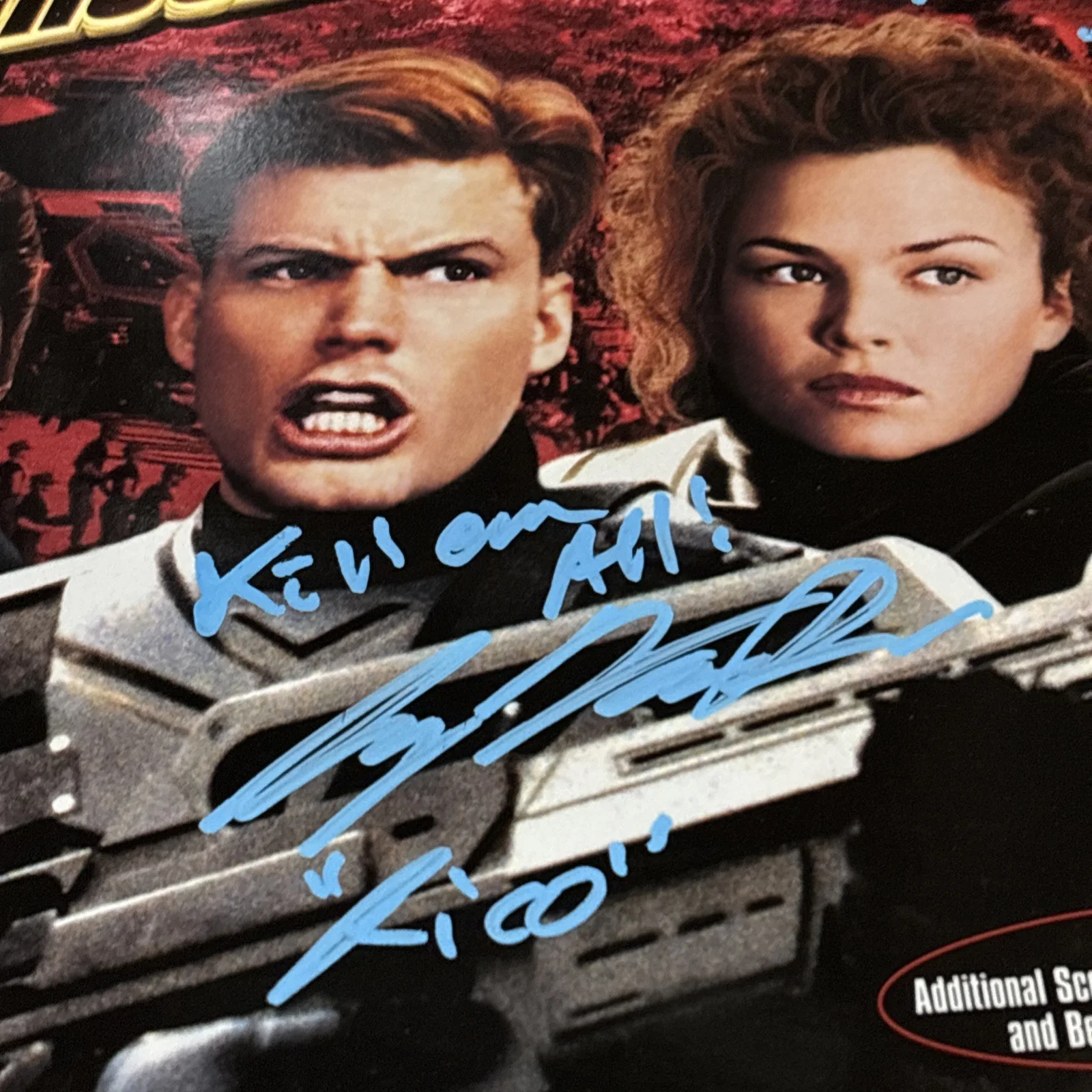 Casper Van Dien, Dina Meyer — Casper Van Dien & Dina Meyer Signed Starship Troopers Laser Disk JSA COA Quotes, изображение 2