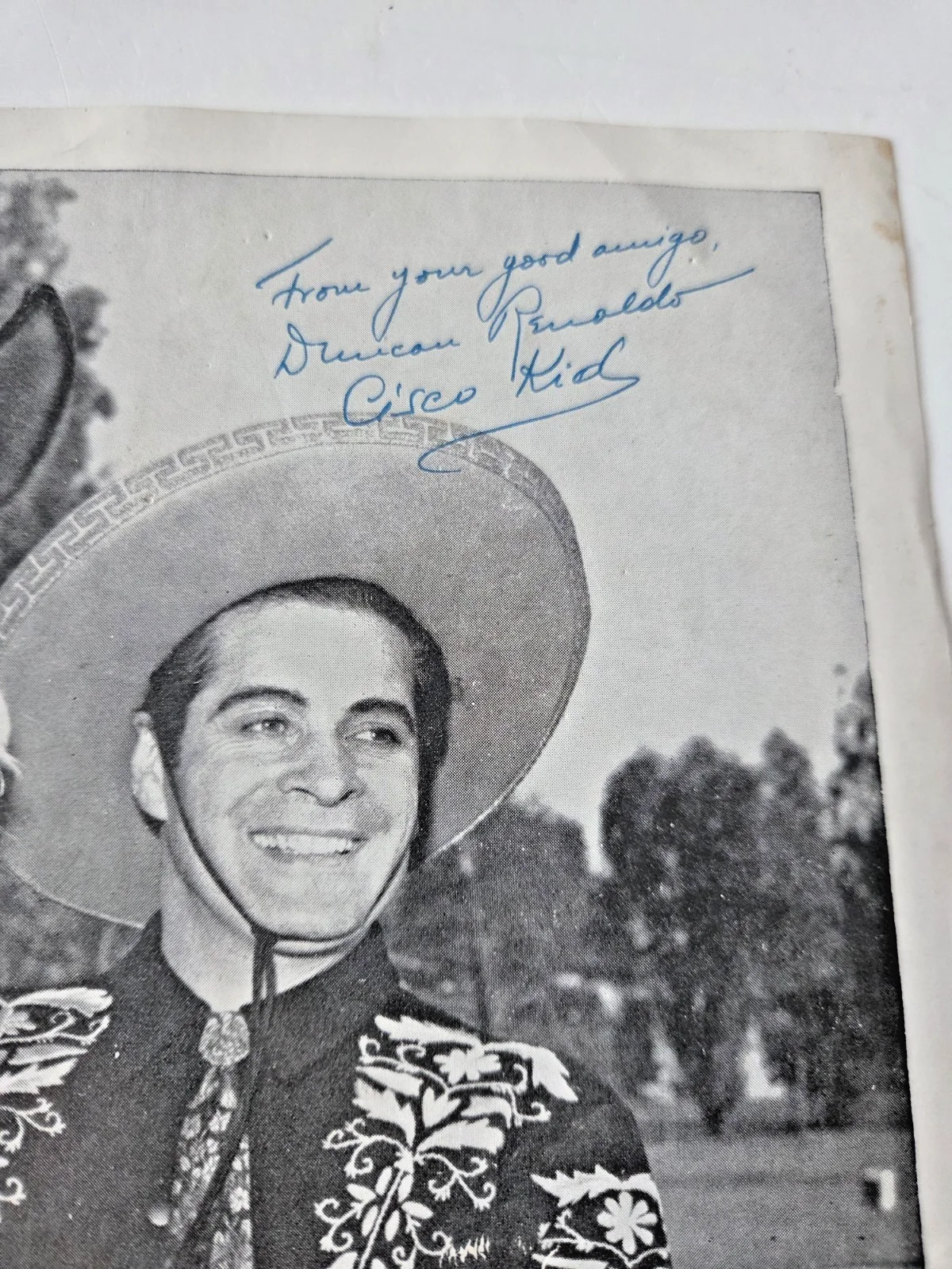 The Cisco Kid — The Cisco Kid & Diablo signed inscribed b/w 8 x 9 photo Vintage Western Cowboy, изображение 4