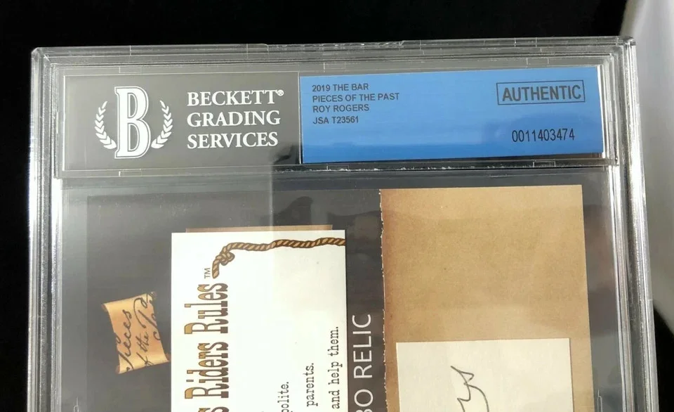 Roy Rogers — 2019 The Bar Pieces of the Past Roy Rogers Signed AUTO BGS BECKETT JSA 1/1 Relic, изображение 3