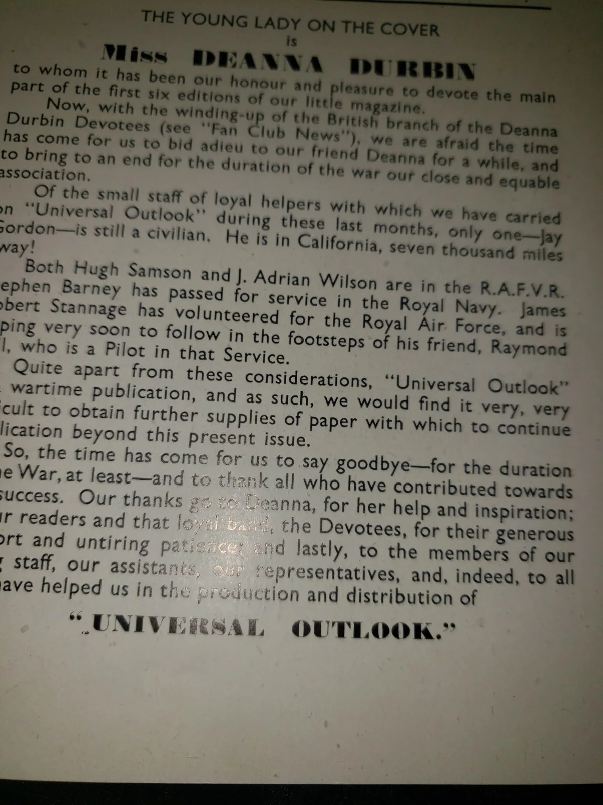 deanna durbin memorabilia universal outlook rare, image 2