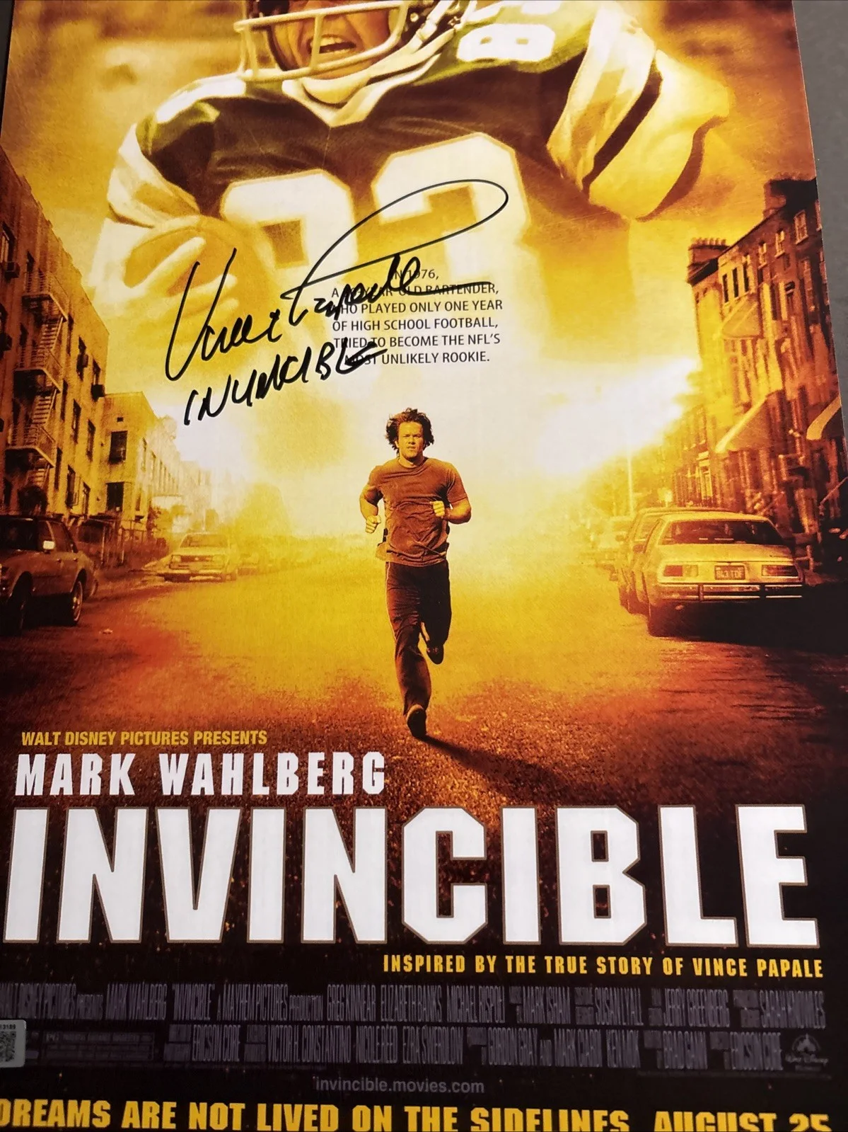 Vince Papale — Vince Papale Signed 11X17 Invincible Movie Poster with Inscription -Schwartz, изображение 3