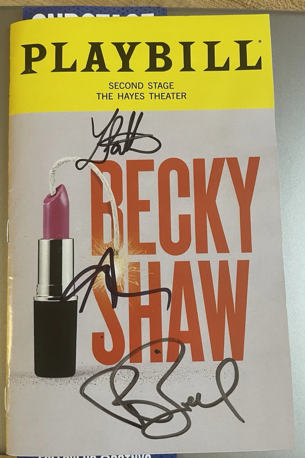 Patrick Ball, Alden Ehrenreich, Lauren Patten — Becky Shaw Signed Playbill - Alden Ehrenreich, Lauren Patten, Patrick Ball