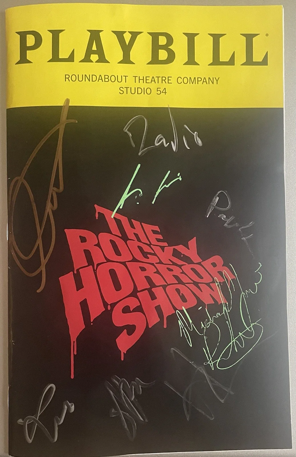 Luke Evans — Rocky Horror Broadway Show Cast Signed Playbill Musical Luke Evans 9 Signatures