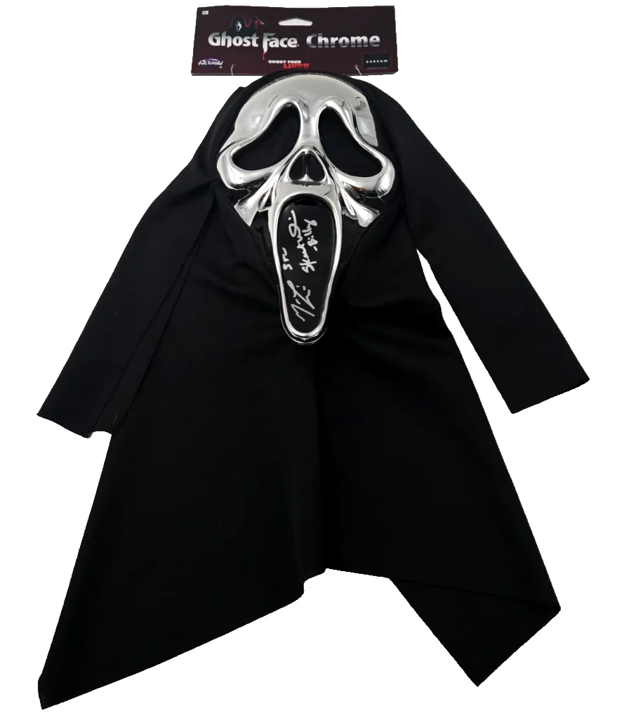 Matthew Lillard, Skeet Ulrich — Matthew Lillard Skeet Ulrich Ghostface Signed Mask Scream Chrome Beckett COA 548