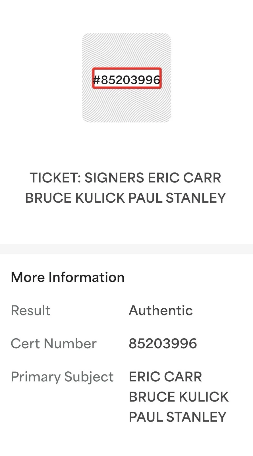 Kiss Signed Ticket Stanley Kulick Eric Carr RIP Autograph PSA/DNA Very Rare, изображение 5