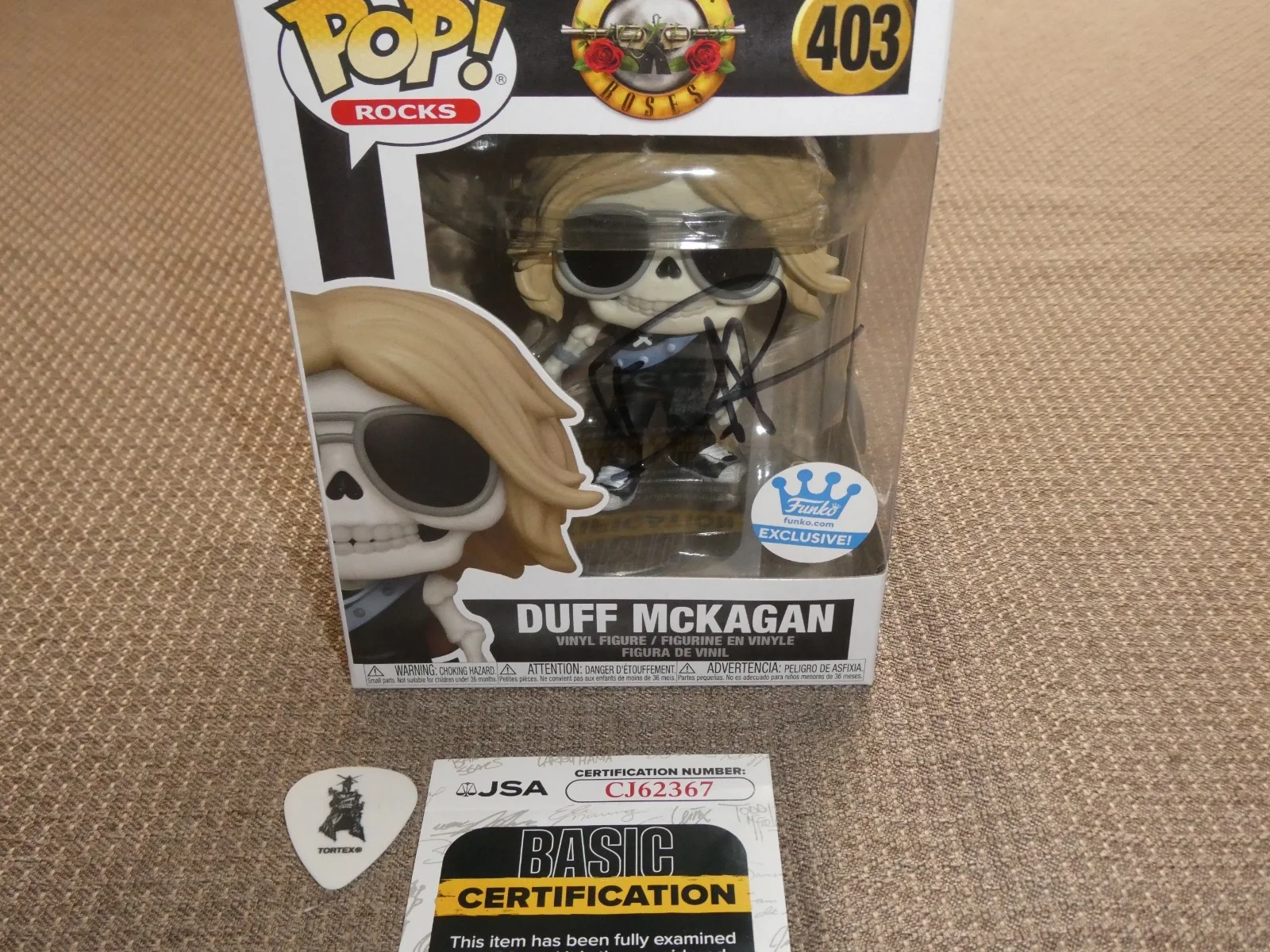 Duff McKagan Signed Funko Pop Rocks JSA #CJ62366 With Guitar Pick Guns N Roses, изображение 2