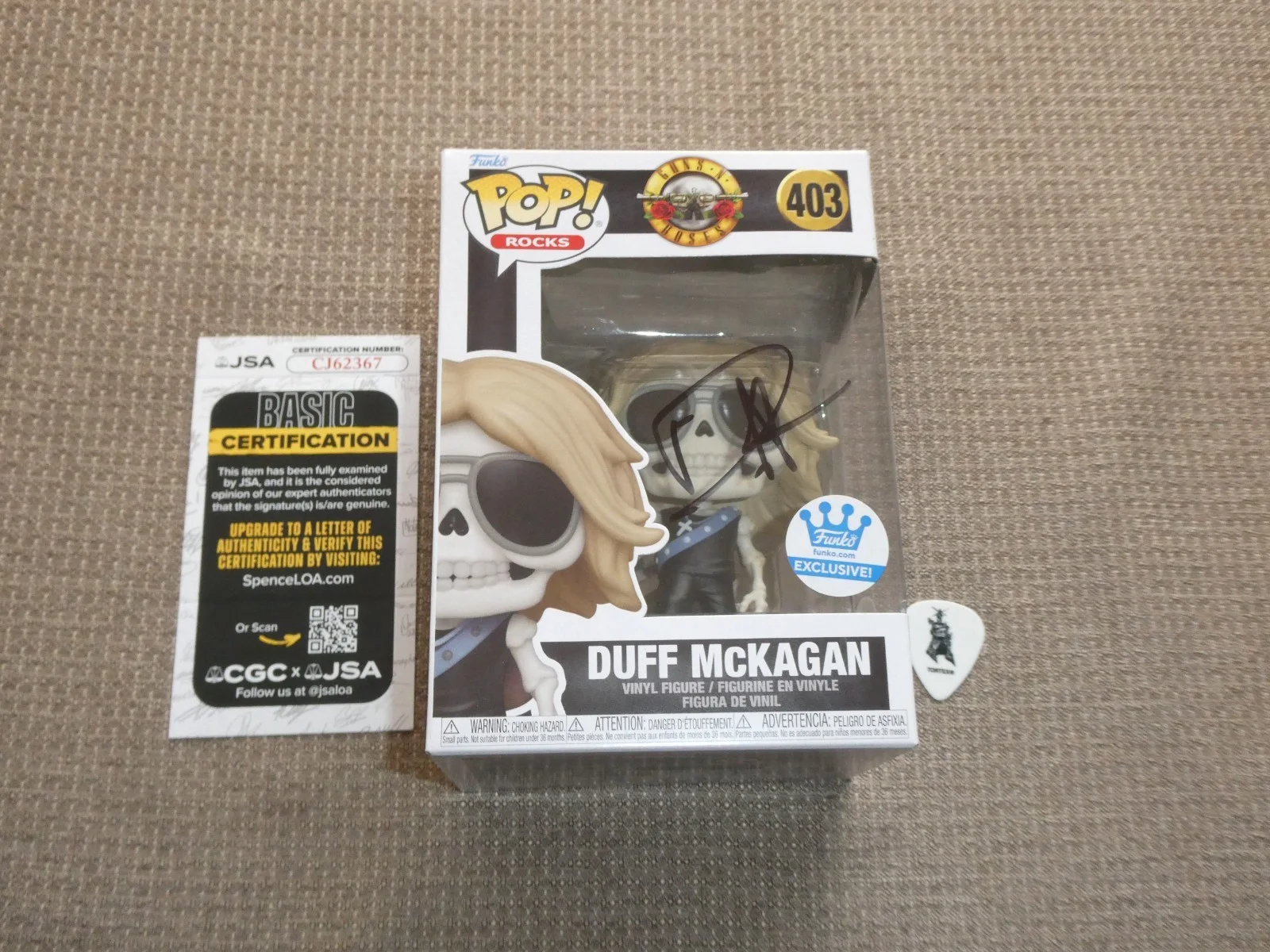 Duff McKagan Signed Funko Pop Rocks JSA #CJ62366 With Guitar Pick Guns N Roses, изображение 3