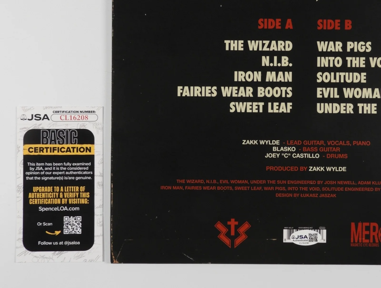Zakk Sabbath JSA Fully Signed Autograph Album Vinyl Record Wyde, image 2