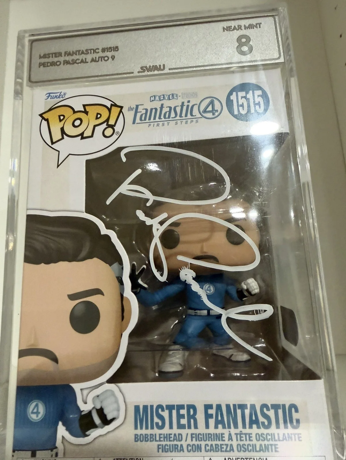 Pedro Pascal — Pedro Pascal Signed Mister Fantastic Four Funko 1515 SWAU Graded Autograph, image 2