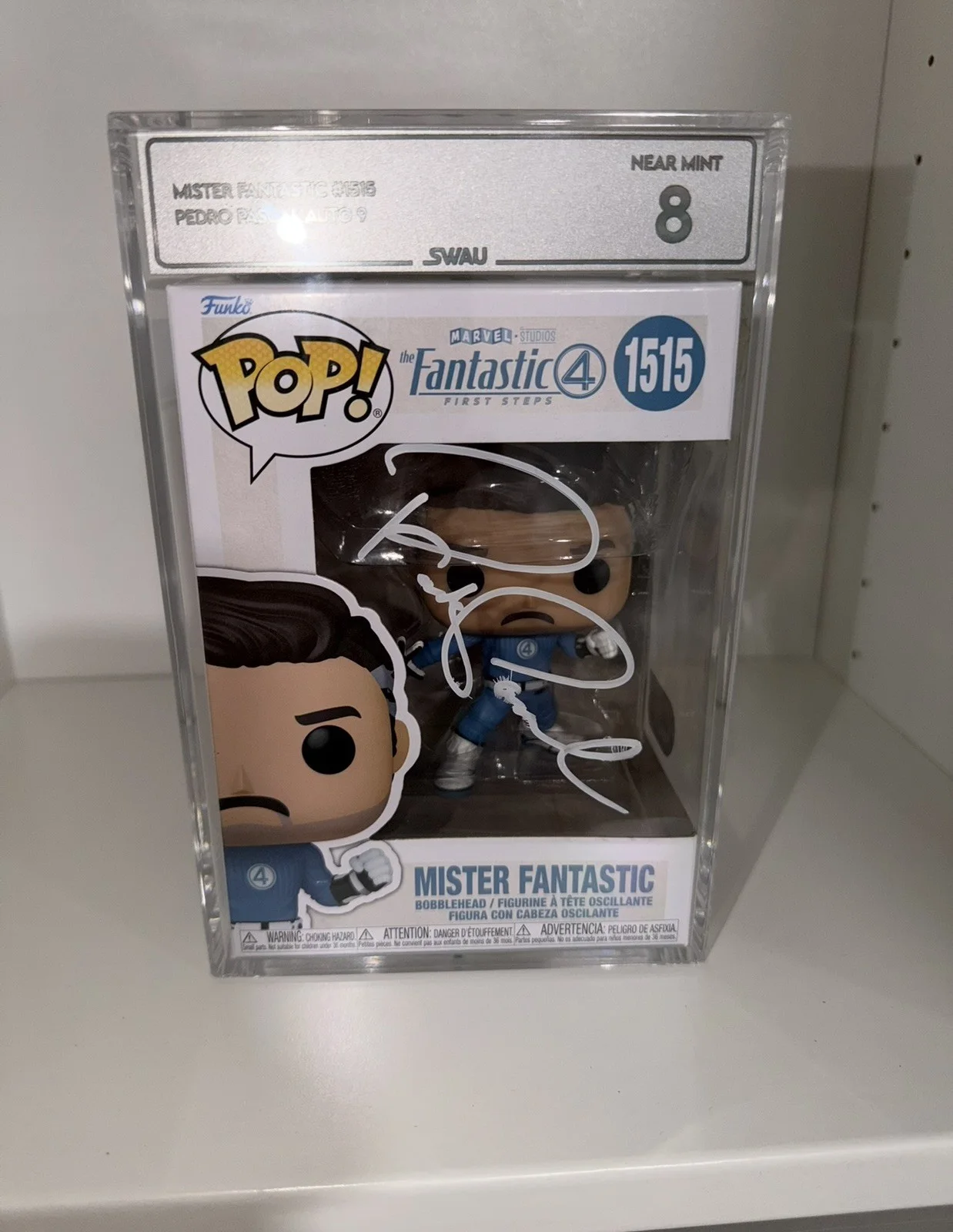 Pedro Pascal — Pedro Pascal Signed Mister Fantastic Four Funko 1515 SWAU Graded Autograph, image 5