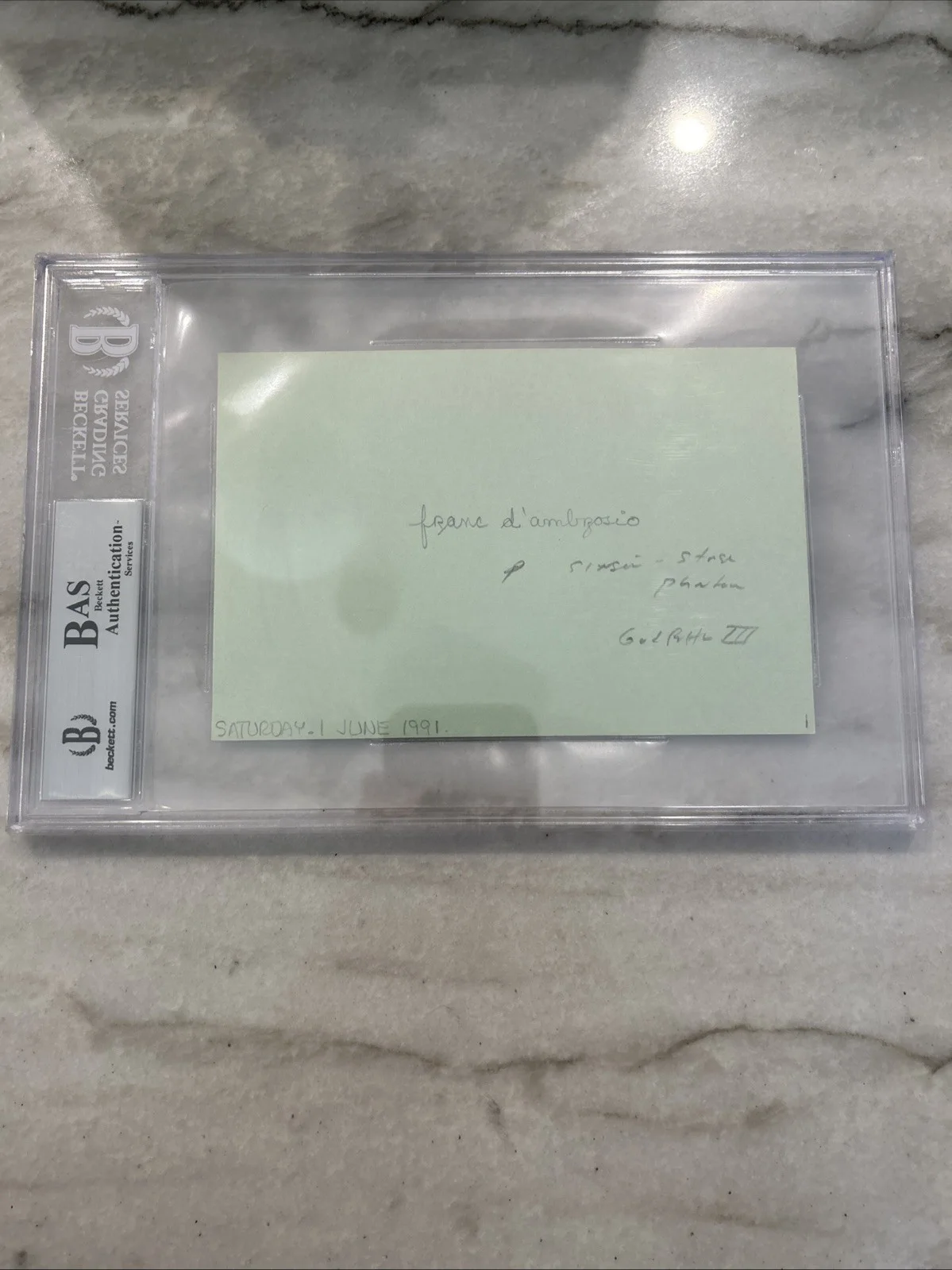 Actor Franc D'Ambrosio Signed Index Card BAS Slab The Godfather Part III", изображение 4