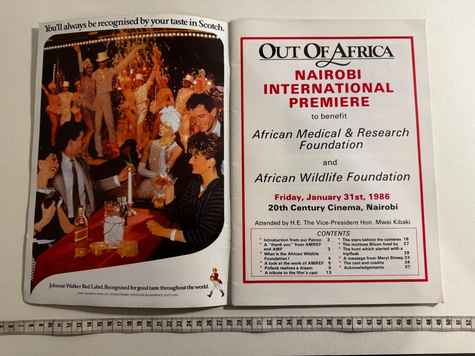 Out of Africa Nairobi International Premiere Programme 31st January 1986, изображение 3