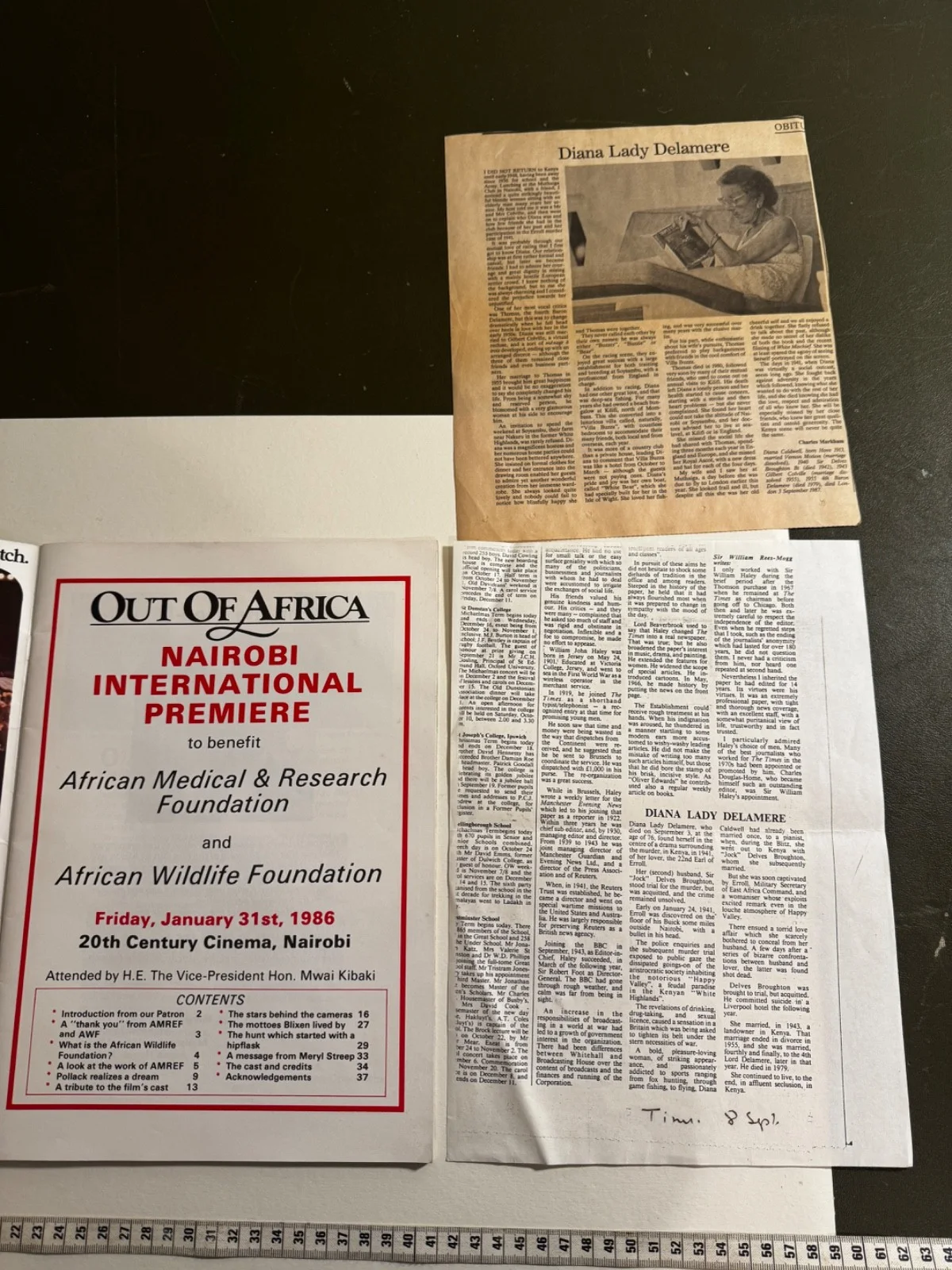 Out of Africa Nairobi International Premiere Programme 31st January 1986, изображение 4