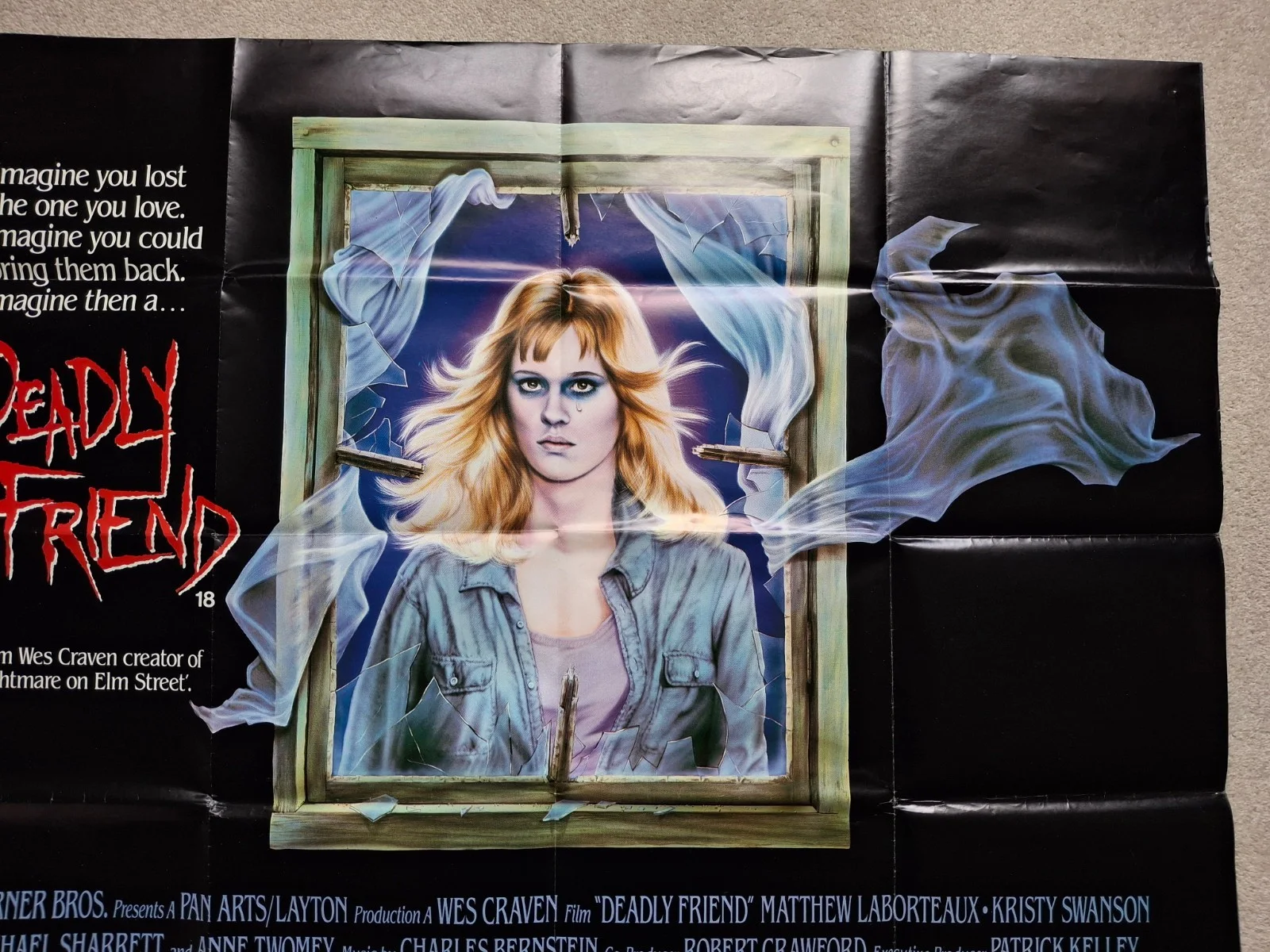 Deadly Friend Original Rare Cinema Movie Film Quad Poster 40 by 30 inches, изображение 4