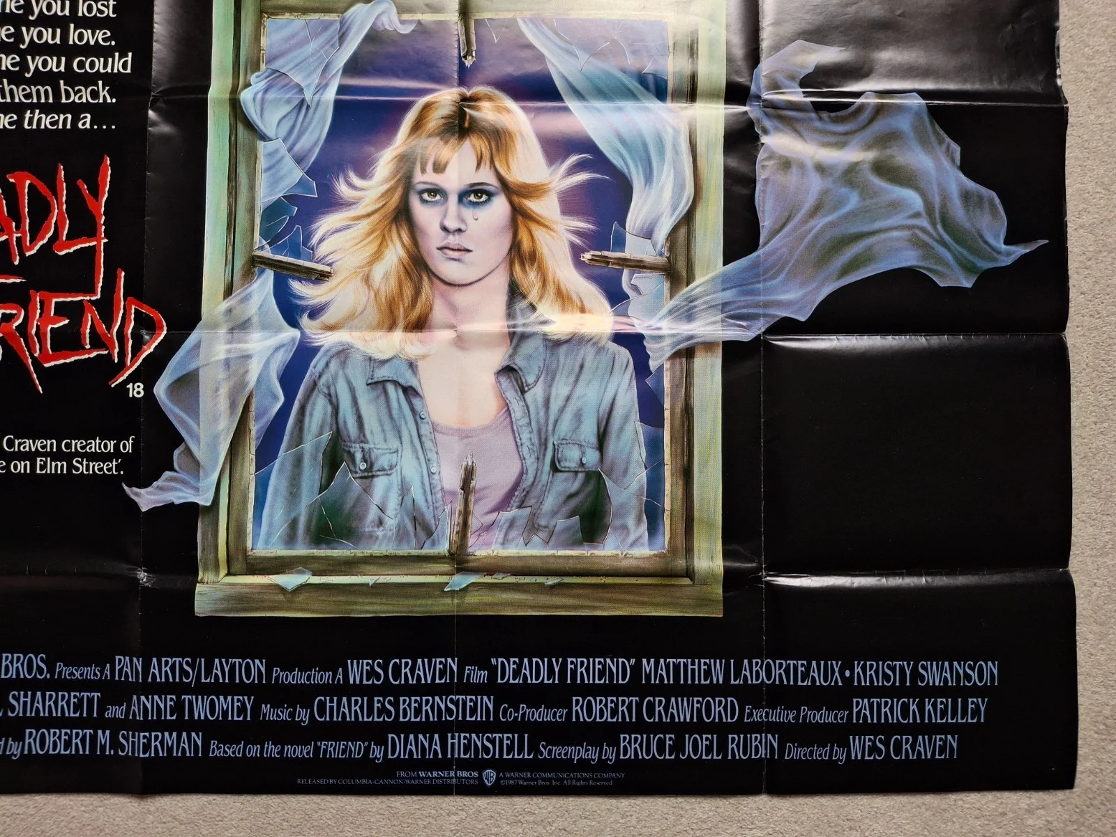 Deadly Friend Original Rare Cinema Movie Film Quad Poster 40 by 30 inches, изображение 5