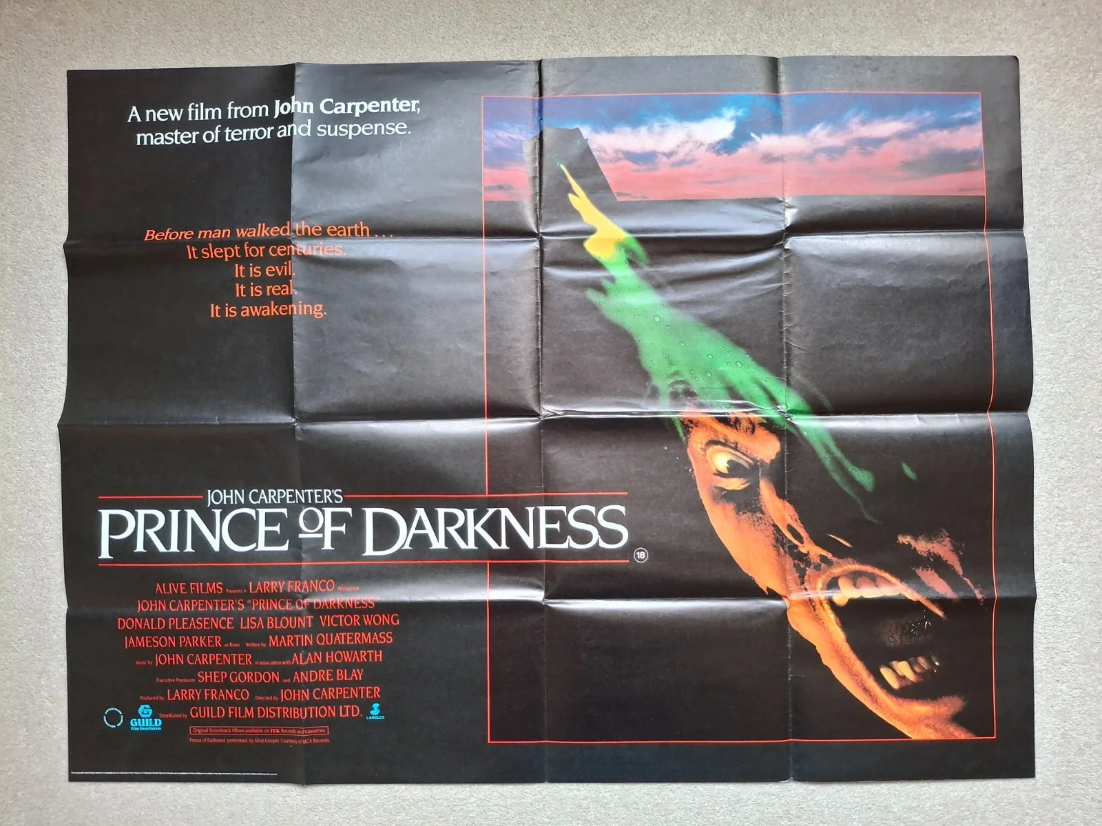 John Carpenter's Prince Of Darkness Rare Original UK Cinema Quad Film Poster, изображение 2