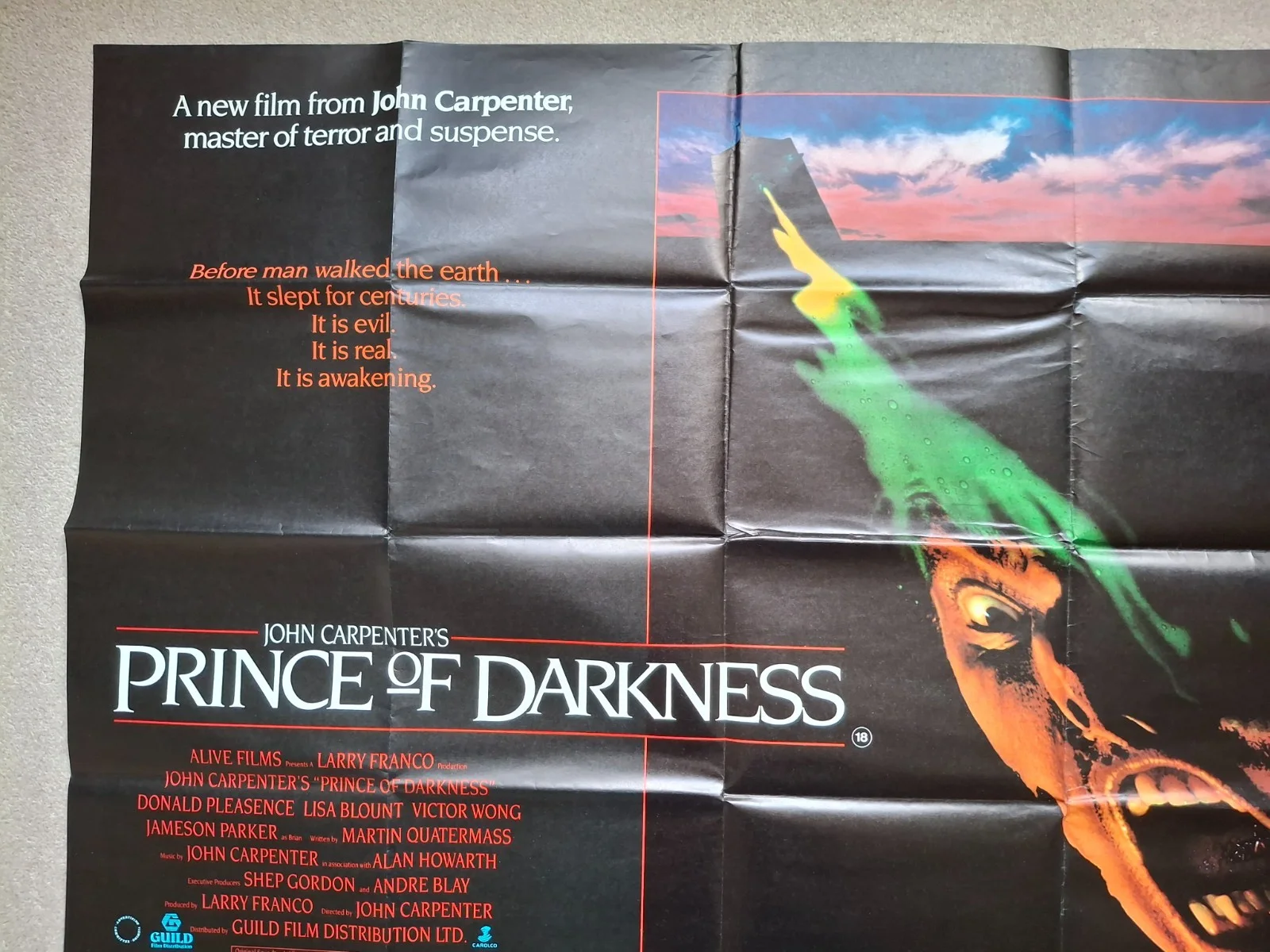 John Carpenter's Prince Of Darkness Rare Original UK Cinema Quad Film Poster, изображение 3