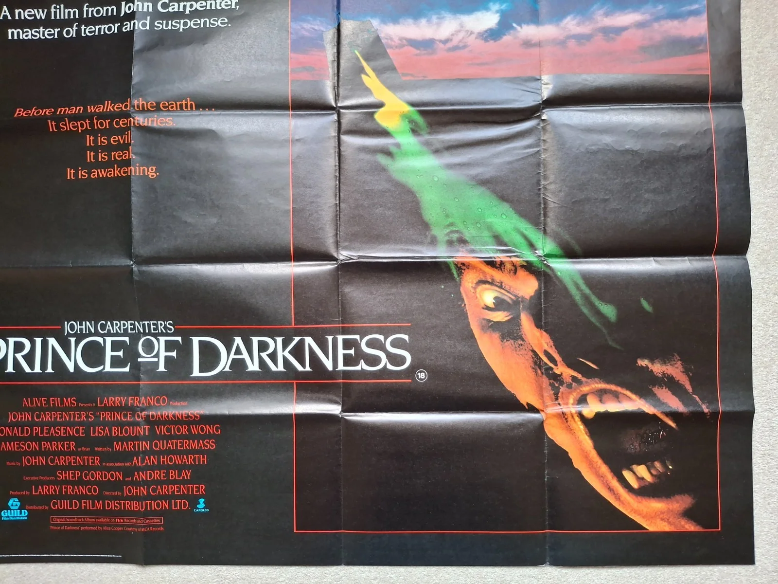 John Carpenter's Prince Of Darkness Rare Original UK Cinema Quad Film Poster, изображение 5