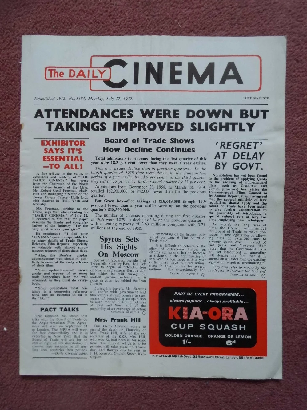 AUDREY HEPBURN, LAURENCE OLIVIER, SUSAN HAYWARD in 1959 UK mag DAILY CINEMA, изображение 3