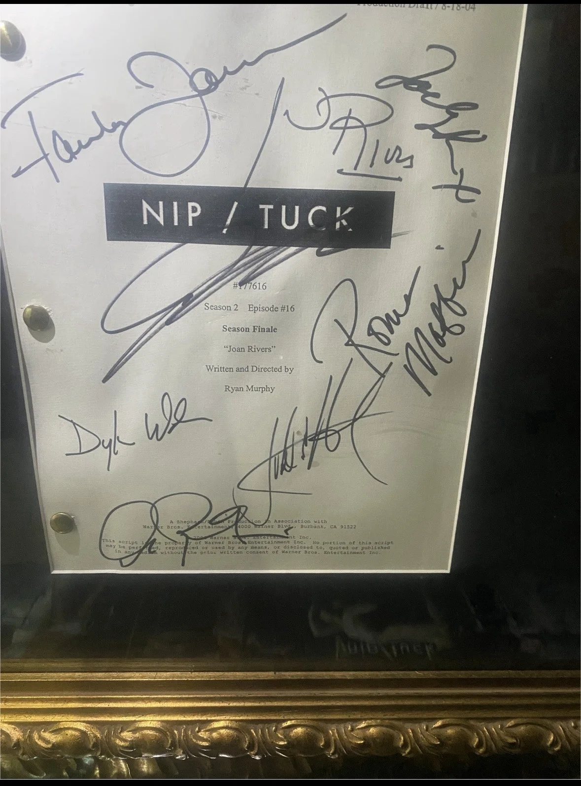 HUGE Nip/Tuck Signed Script & Poster Framed Display - Ryan Murphy - 62" x 82.5", image 2