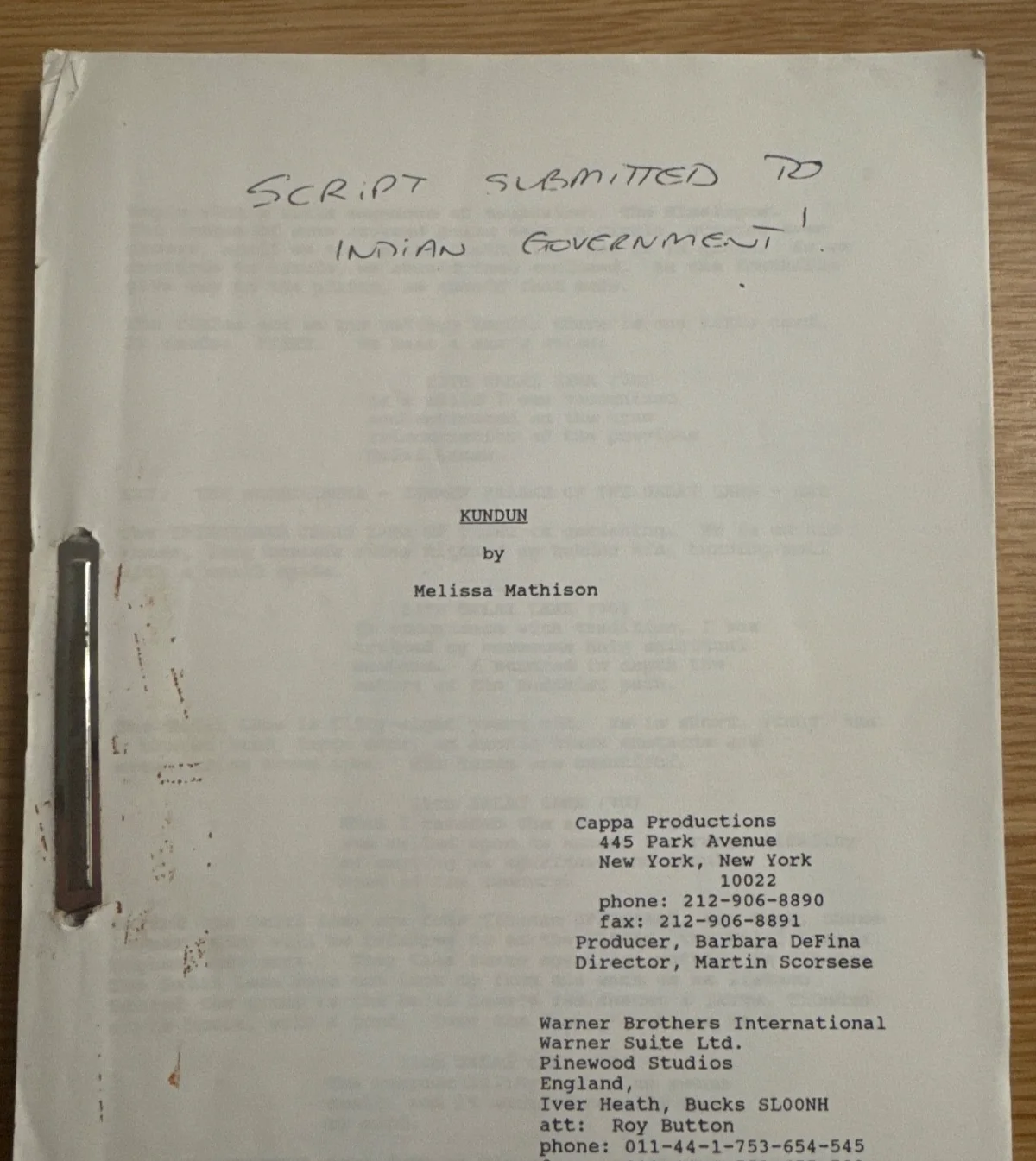 Kundun movie script 1997 directed by Martin Scorsese Writer Melissa Mathison, image 3