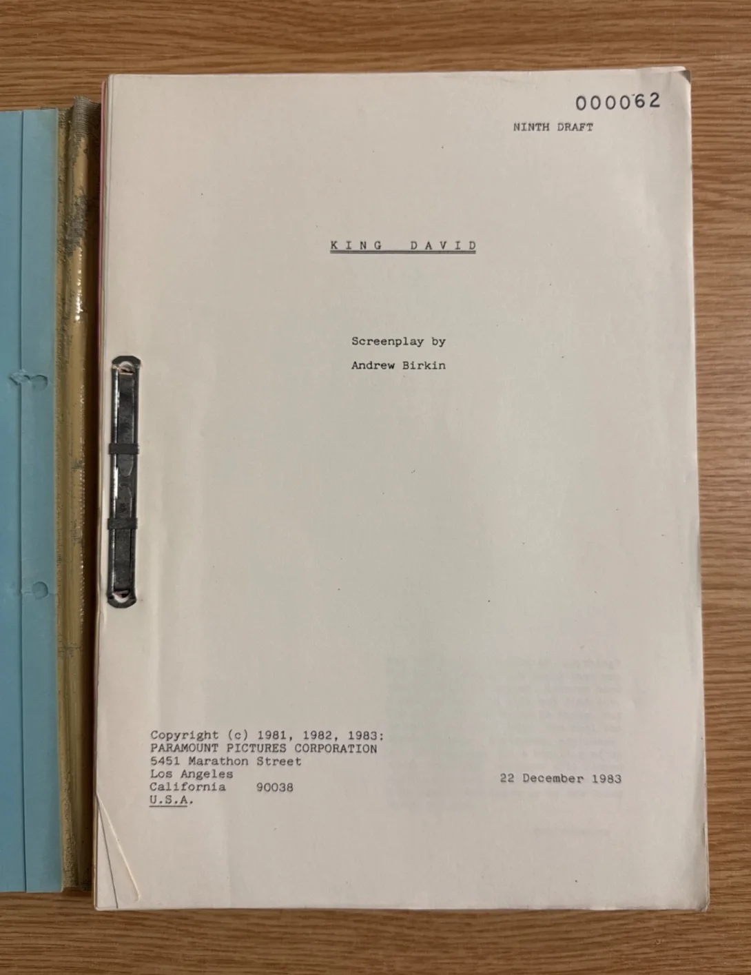 King David 1985 script starring Richard Gere movie Directed by Bruce Beresford, image 4