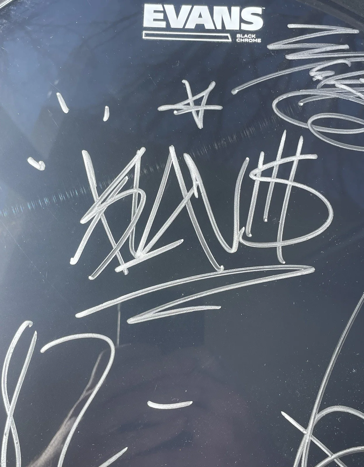 Blink 182 Band Signed Drumhead Travis Barker Tom Delonge Mark Hoppus Psa/Dna, image 2
