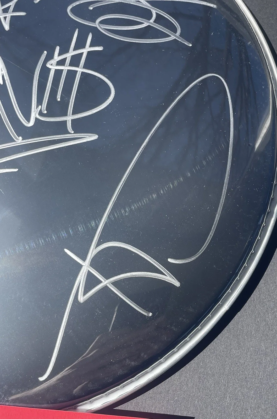 Blink 182 Band Signed Drumhead Travis Barker Tom Delonge Mark Hoppus Psa/Dna, image 3