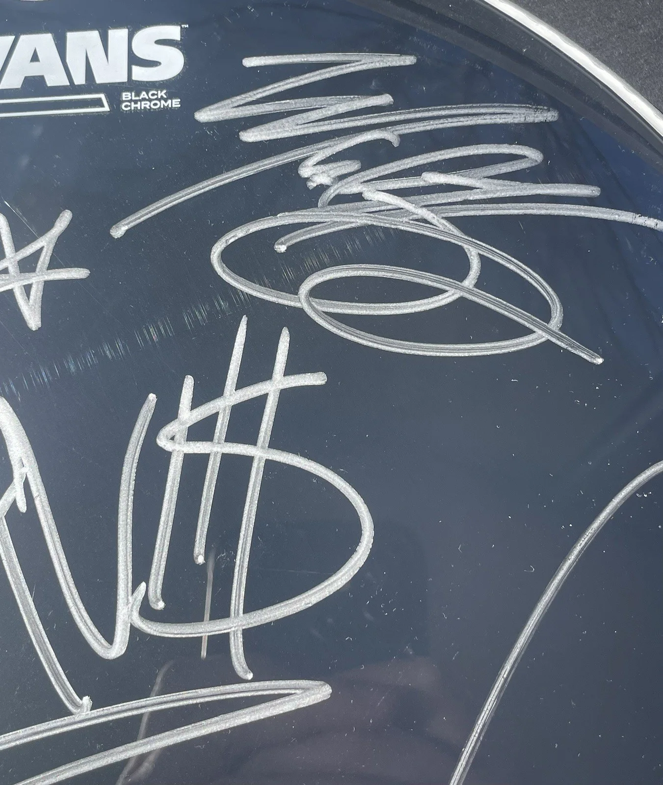 Blink 182 Band Signed Drumhead Travis Barker Tom Delonge Mark Hoppus Psa/Dna, image 4