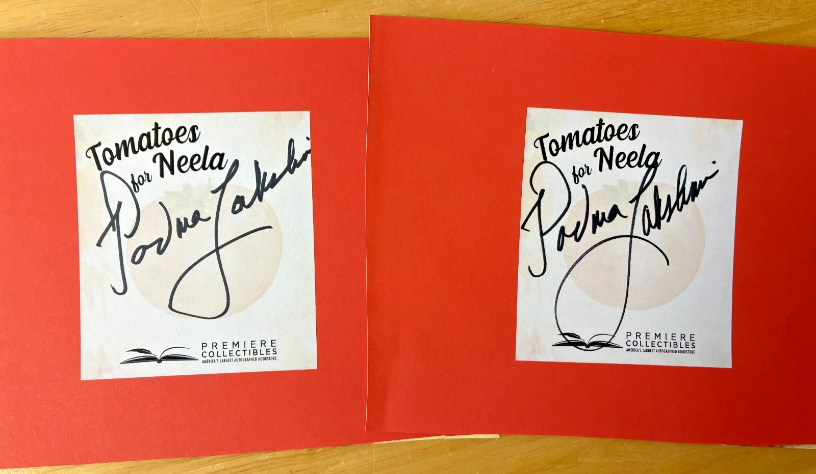 Padma Lakshmi — Padma Lakshmi Signed Bookplates Lot of 5 – Tomatoes for Neela – COA, image 5