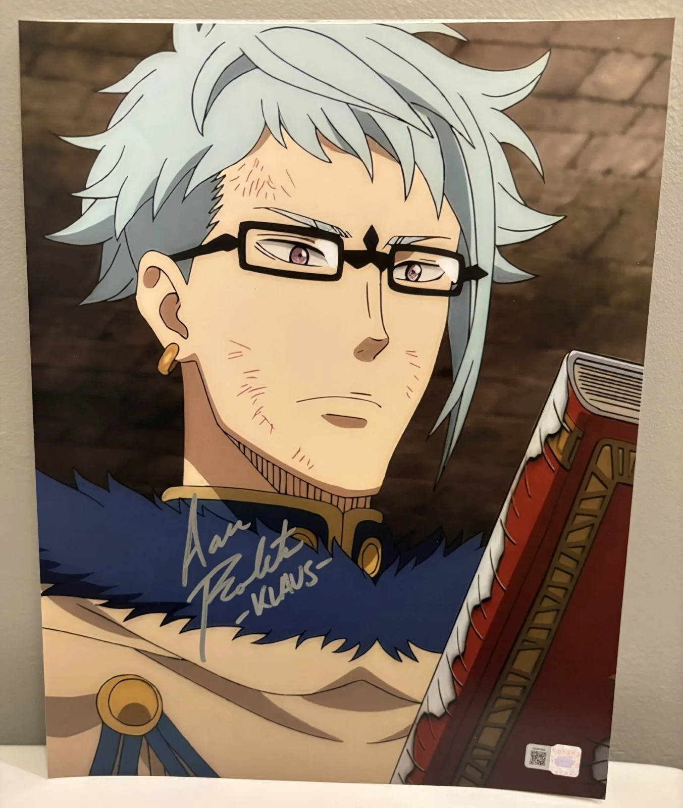 Aaron Roberts — Aaron Roberts Signed and Inscribed Klaus Black Clover 11x14 Photo OC COA