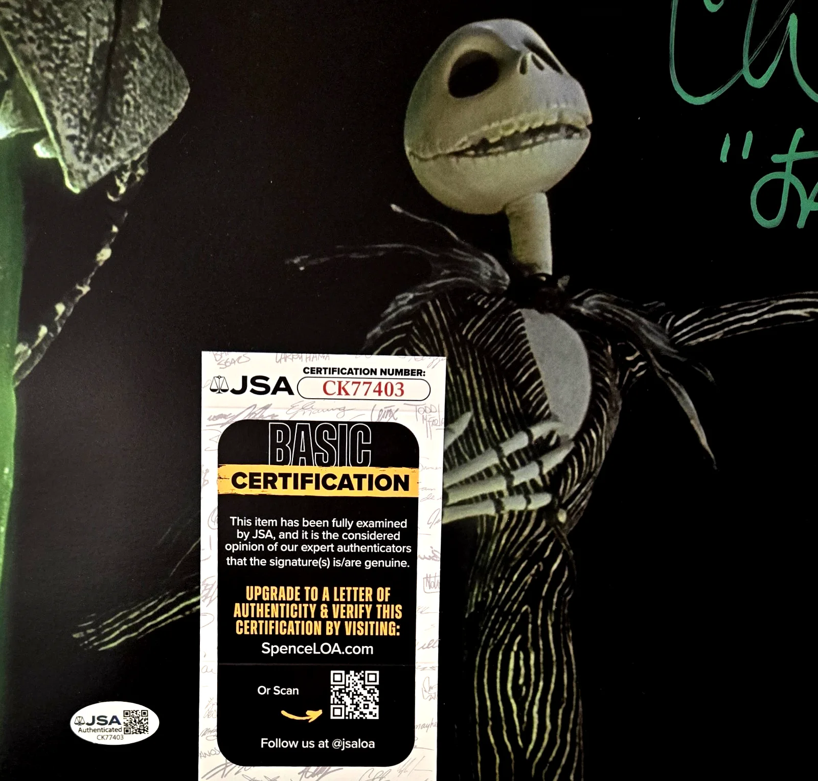 CHRIS SARANDON — Chris Sarandon Signed Photo Nightmare Christmas Jack Skellington Disney JSA 403, image 2