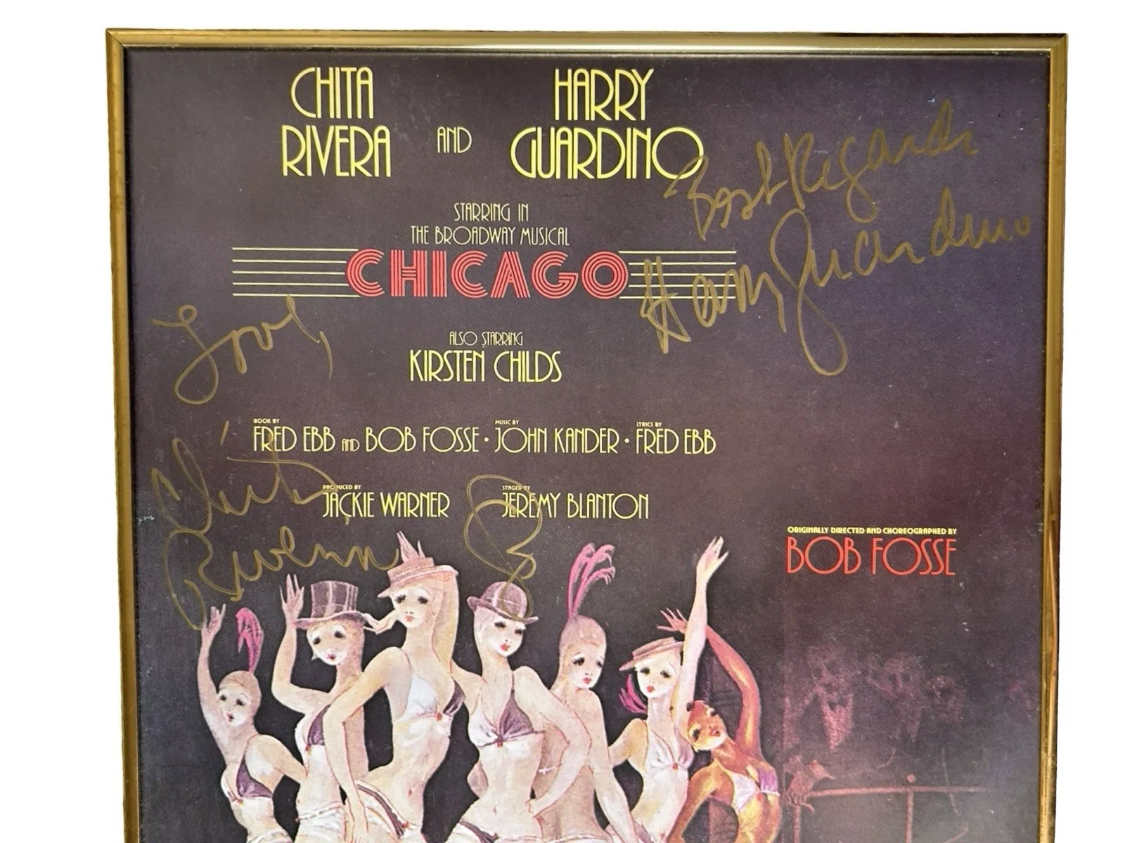 Chicago Chita Rivera Harry Guardino Hand Signed Original Broadway Poster READ, изображение 2