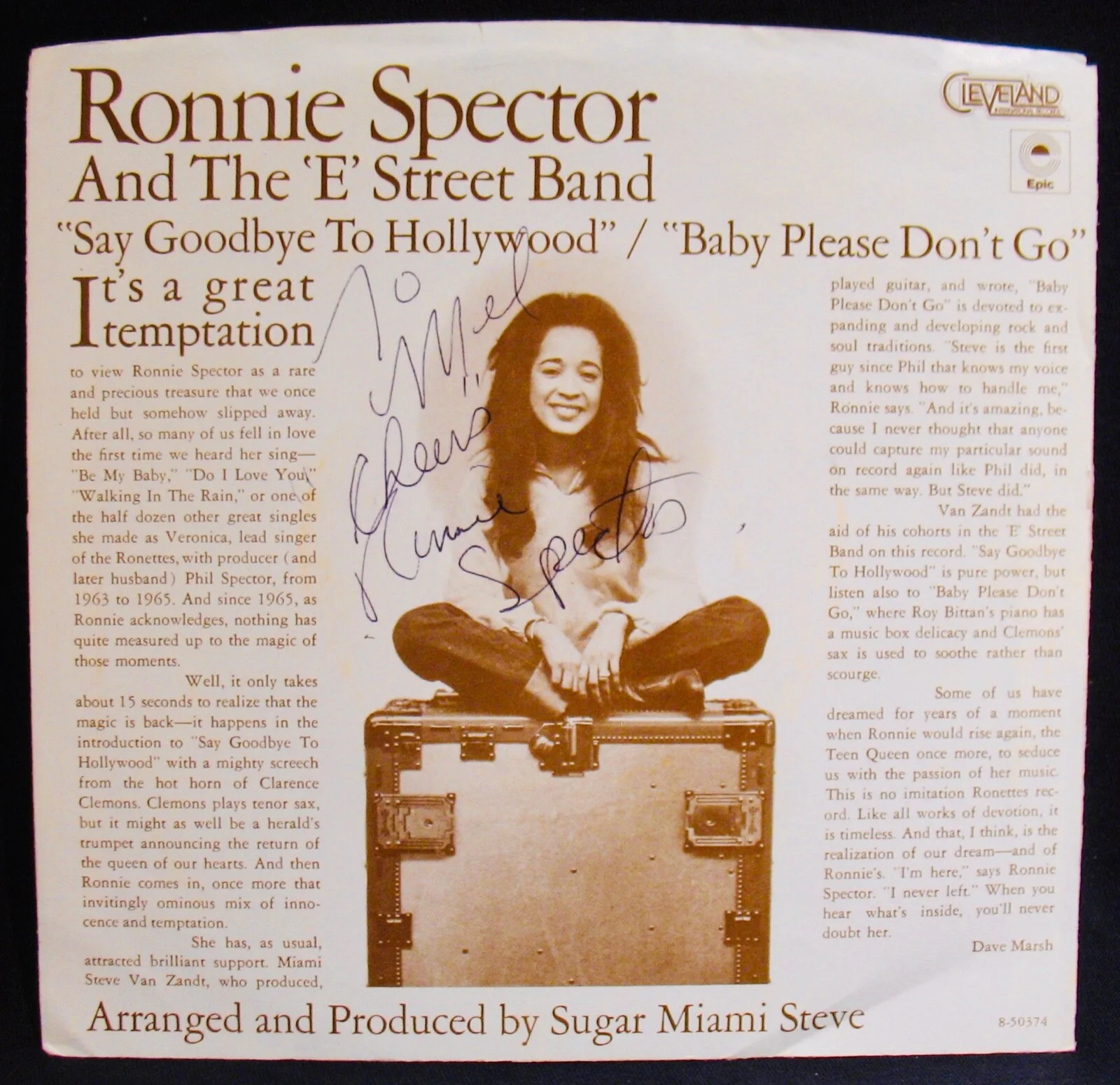 RONNIE SPECTOR & THE E STREET BAND~Rare Autographed Promo Picture Sleeve & 45, изображение 3