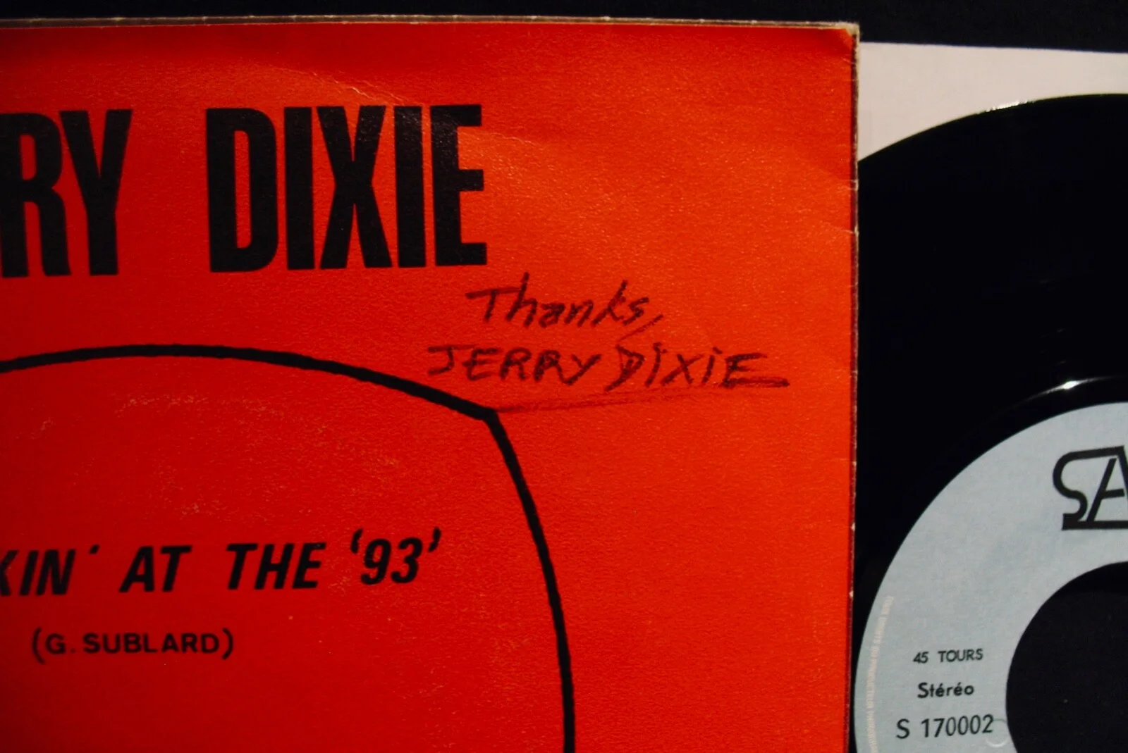 JERRY DIXIE~Rockin' At The 93-Autographed Import Picture Sleeve & 45-Rockabilly, image 3