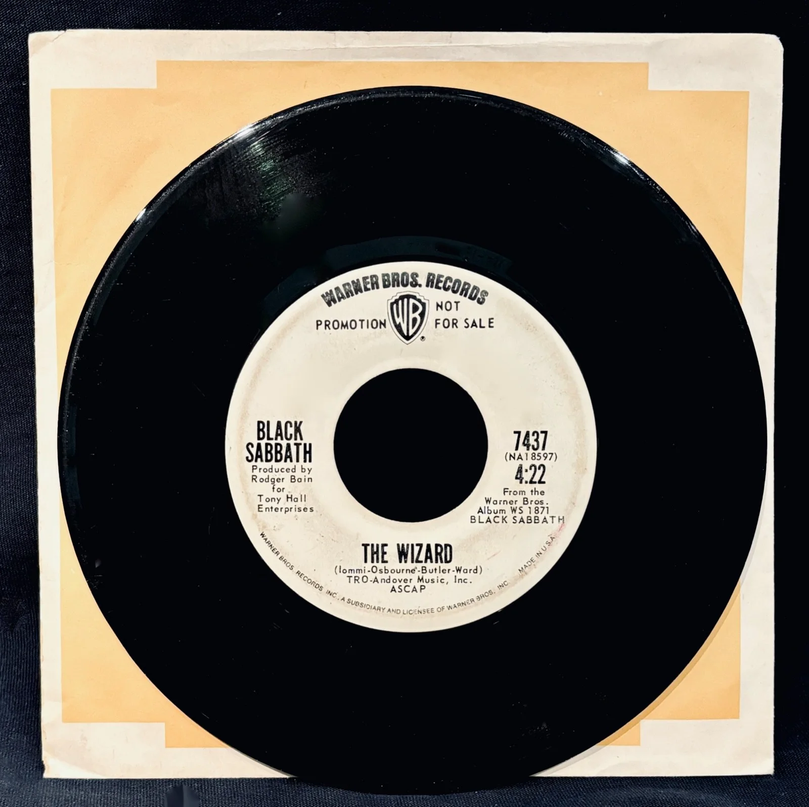 OZZY OSBOURNE~Signed PARANOID Promo 45 Record & Sleeve~BLACK SABBATH~Heavy Metal, изображение 3