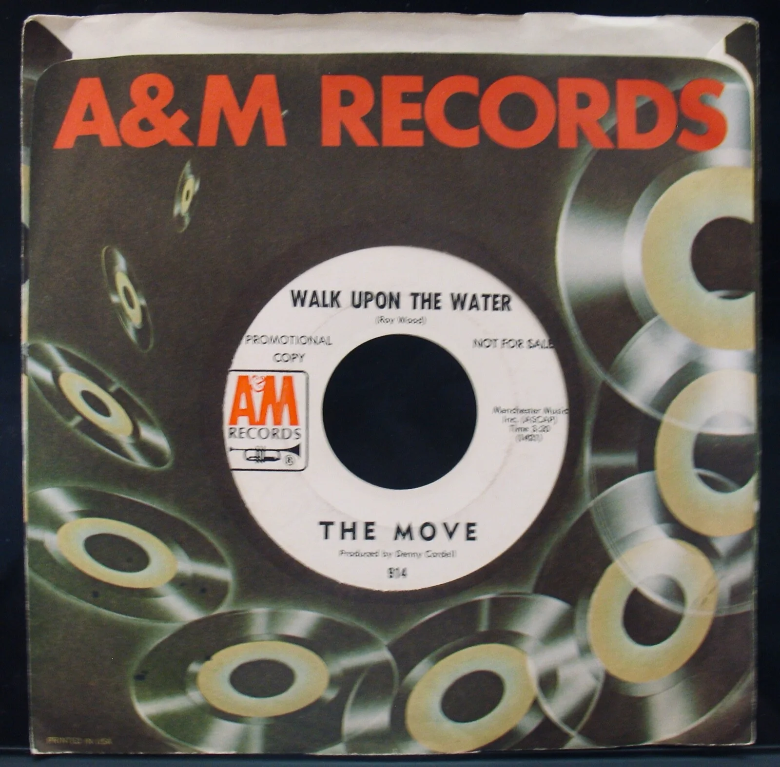 THE MOVE ✦ ROY WOOD Signed "FIRE BRIGADE" Promo Record Sleeve & 45~ELO~Psych, image 2