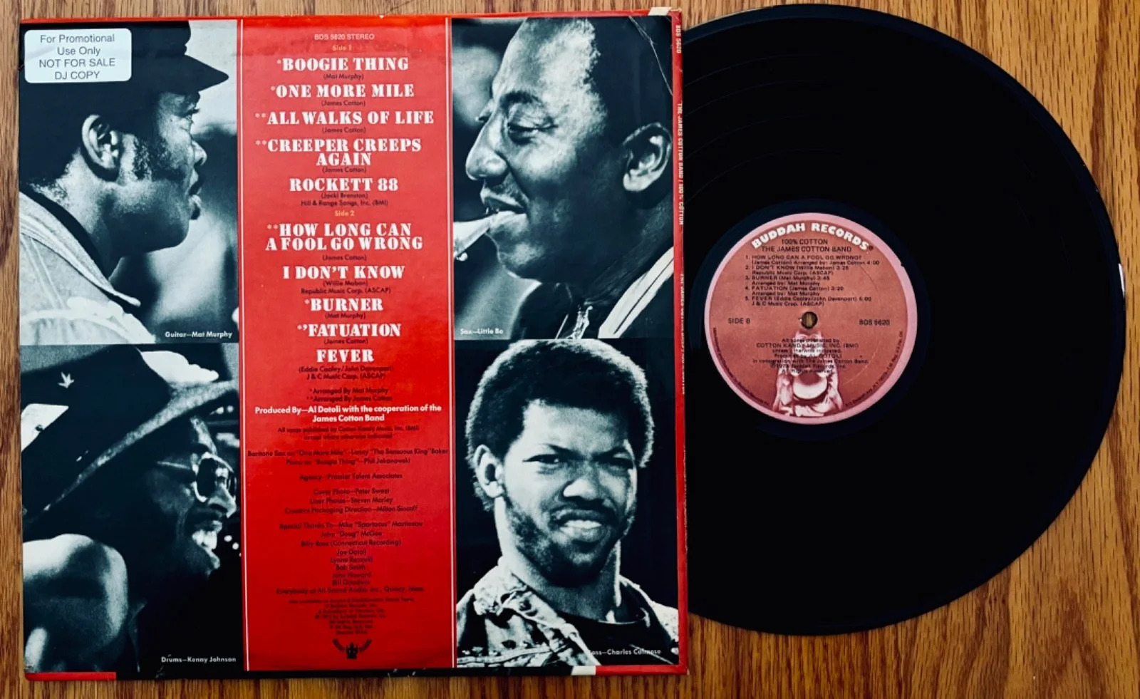 JAMES COTTON Signed 100% COTTON Blues Promo/DJ Album~Muddy Waters~BUDDAH #5620, изображение 2