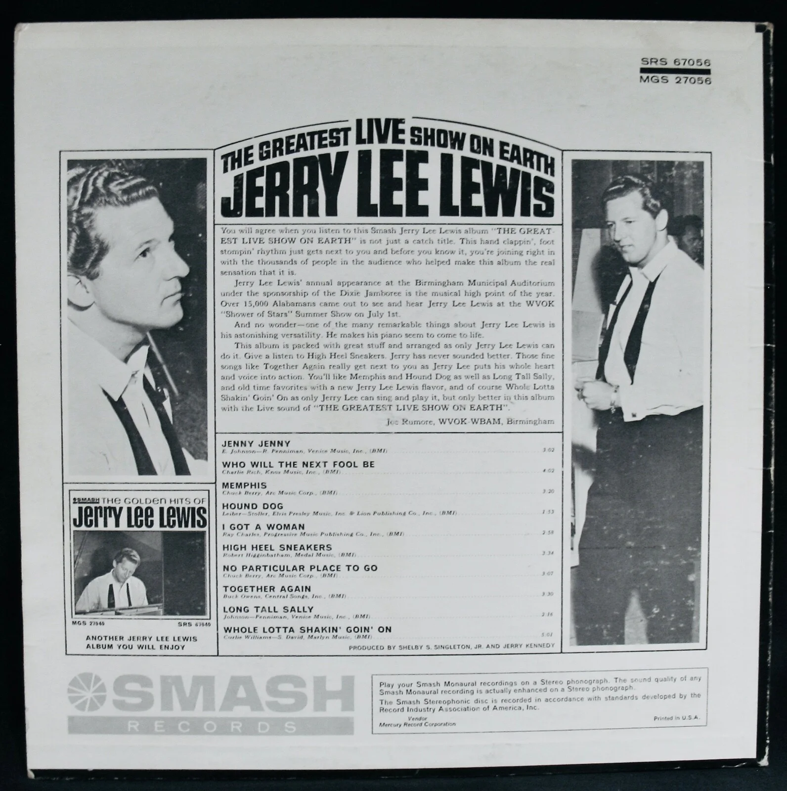 JERRY LEE LEWIS Autographed THE GREATEST LIVE SHOW ON EARTH Album~The Killer, изображение 3
